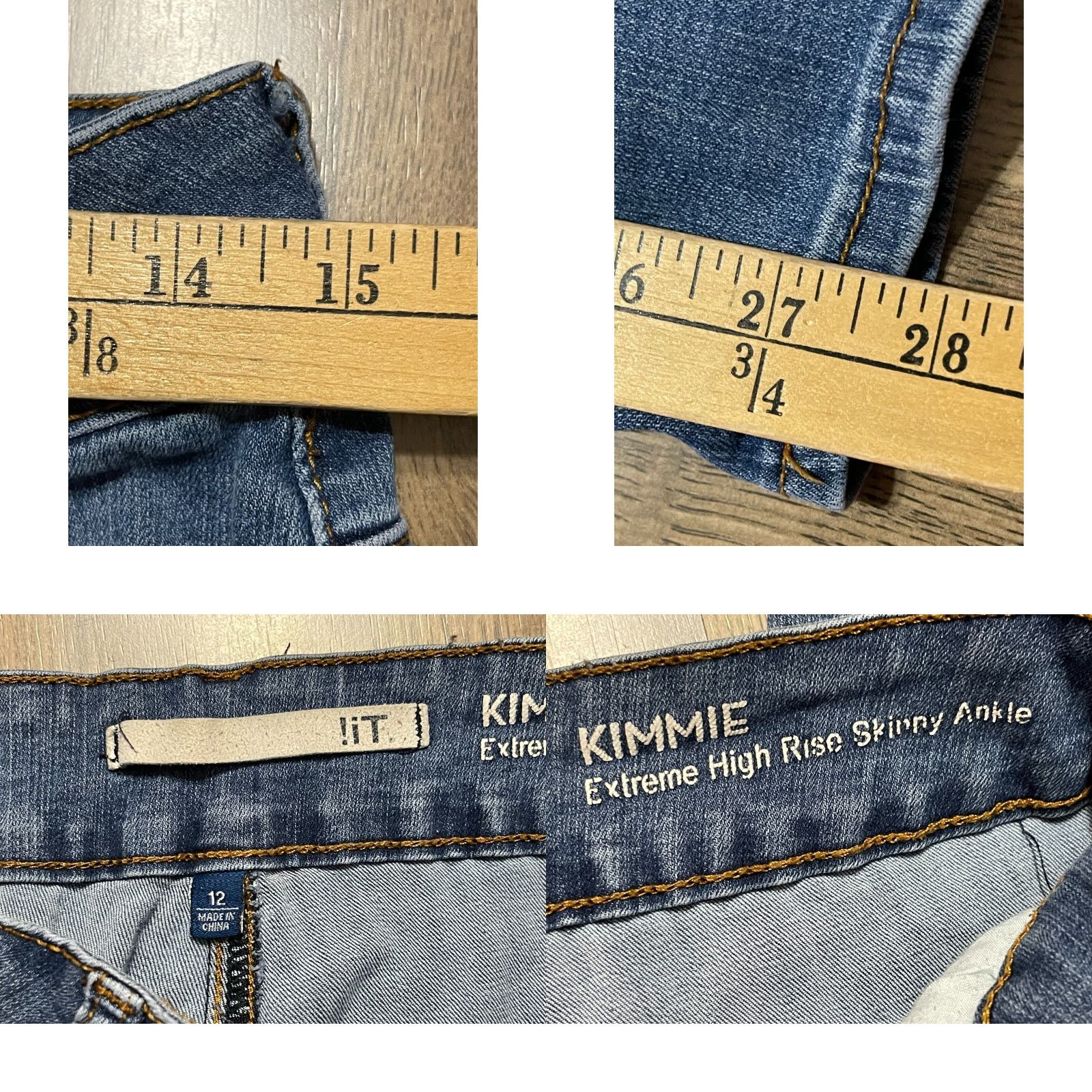 Vintage !it Jeans Women's 12 Blue Denim Kimmie Extreme High Rise Skinny Ankle Jeans Womens Skinny 28in Inseam Regular Size 12 Blue Denim Size 34" / US 12 / IT 48 - 8 Thumbnail
