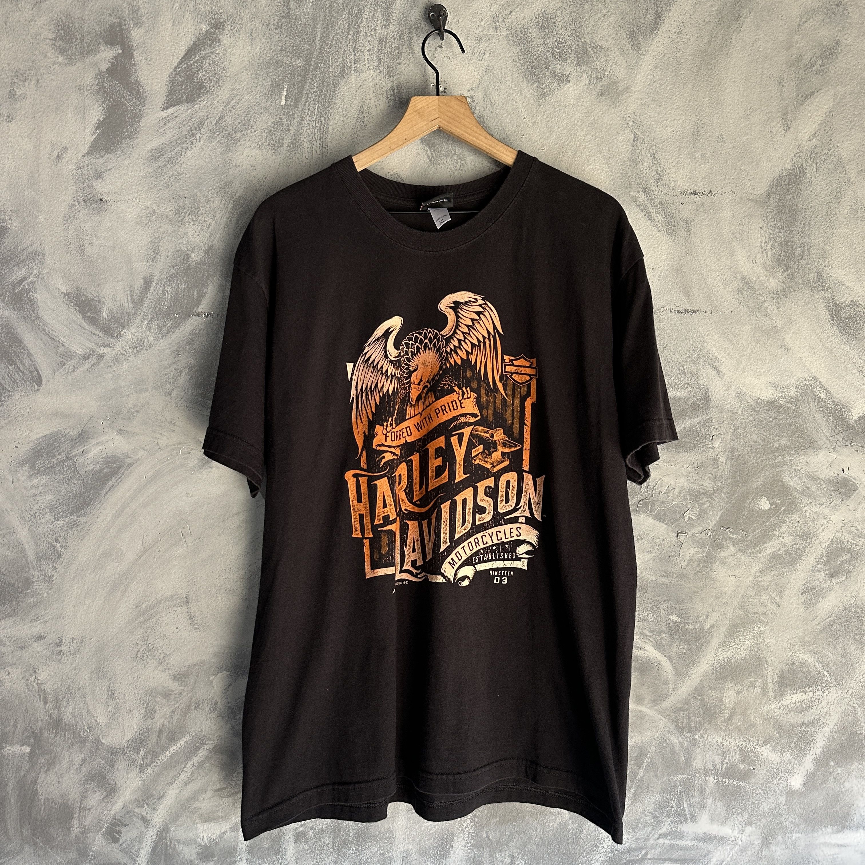 Harley Davidson Vtg Harley Davidson Black Graphic Shirt USA Alaska Eagle Size US XL / EU 56 / 4 - 1 Thumbnail