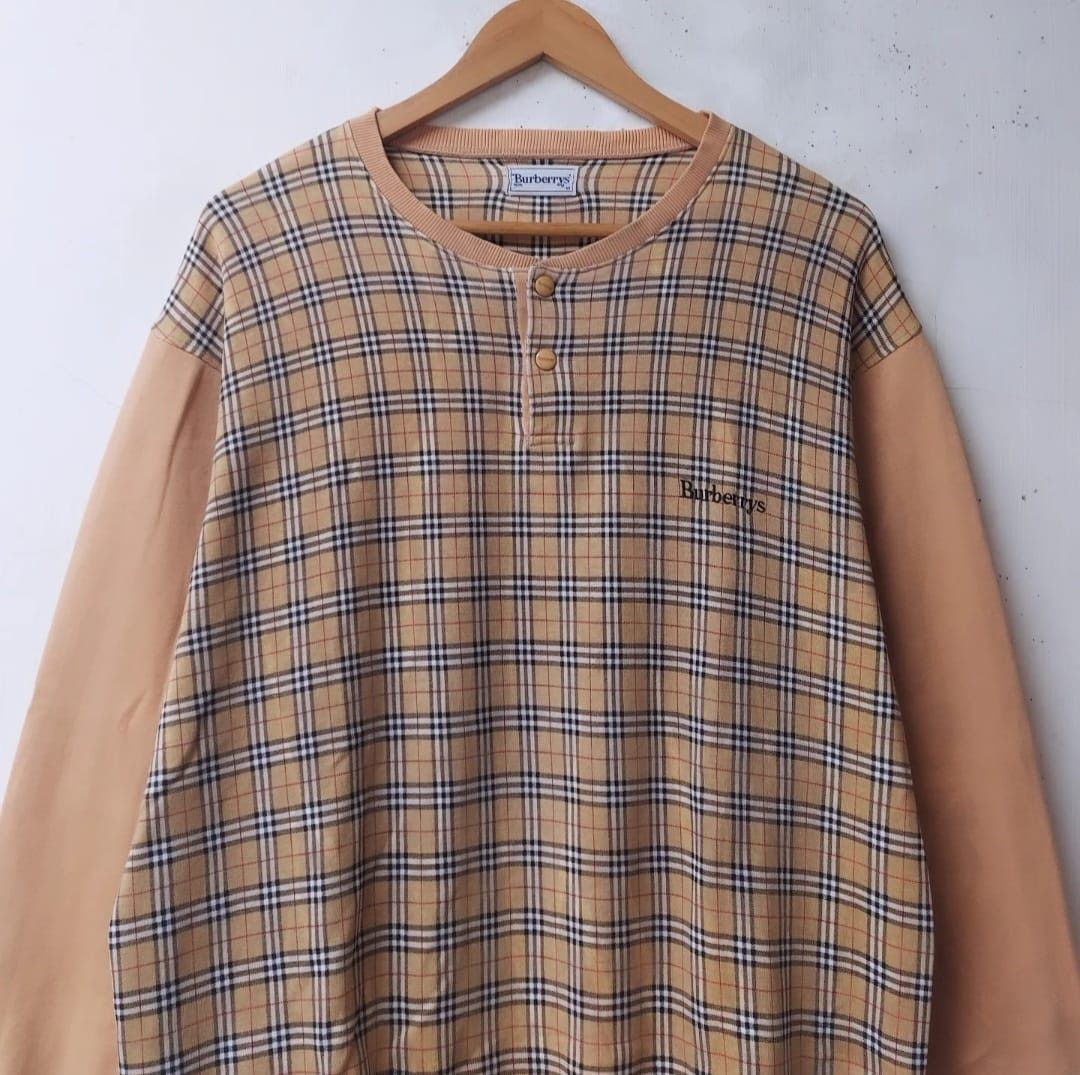 Burberry × Burberry Prorsum × Vintage Vtg Burberrys Novacheck Half Button Sweatshirt Size US M / EU 48-50 / 2 - 3 Thumbnail