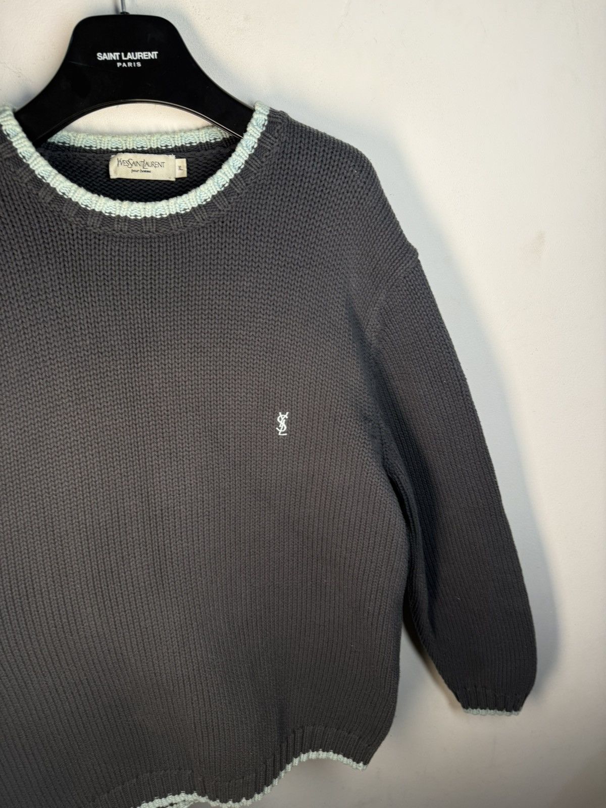 Yves Saint Laurent Heavy YSL Sweater Knit Grey Yves Saint Laurent Vintage Size US XL / EU 56 / 4 - 11 Thumbnail