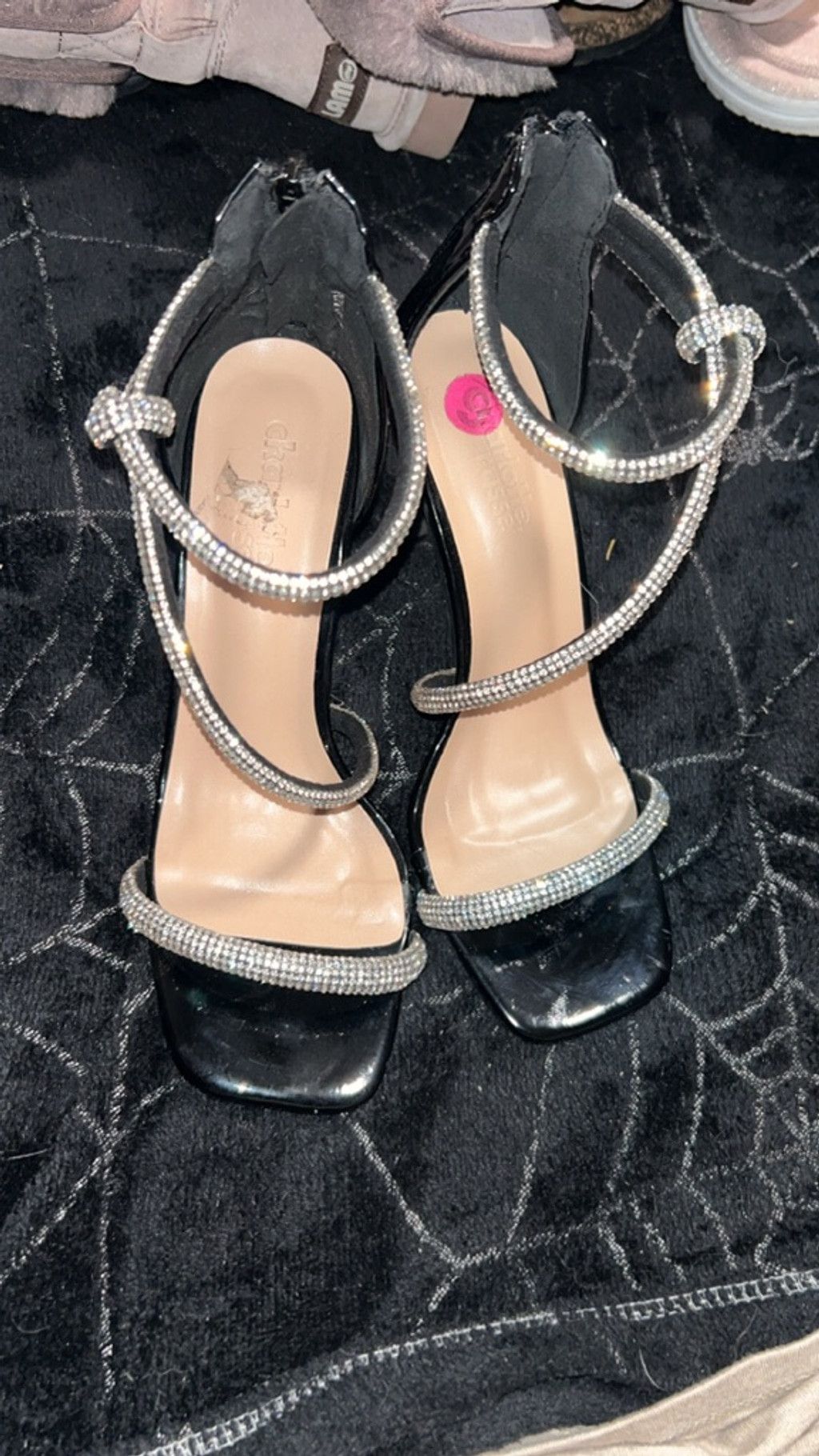 The Unbranded Brand Women's Unbranded Black & Silver Rhinestone Heels Size 8 Size US 8 / IT 38 - 1 Thumbnail