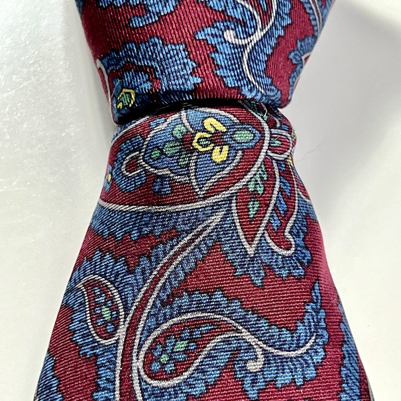 Etro ETRO Men's Tie Red Blue Green All Silk Paisley Woven Necktie Size ONE SIZE - 1 Thumbnail