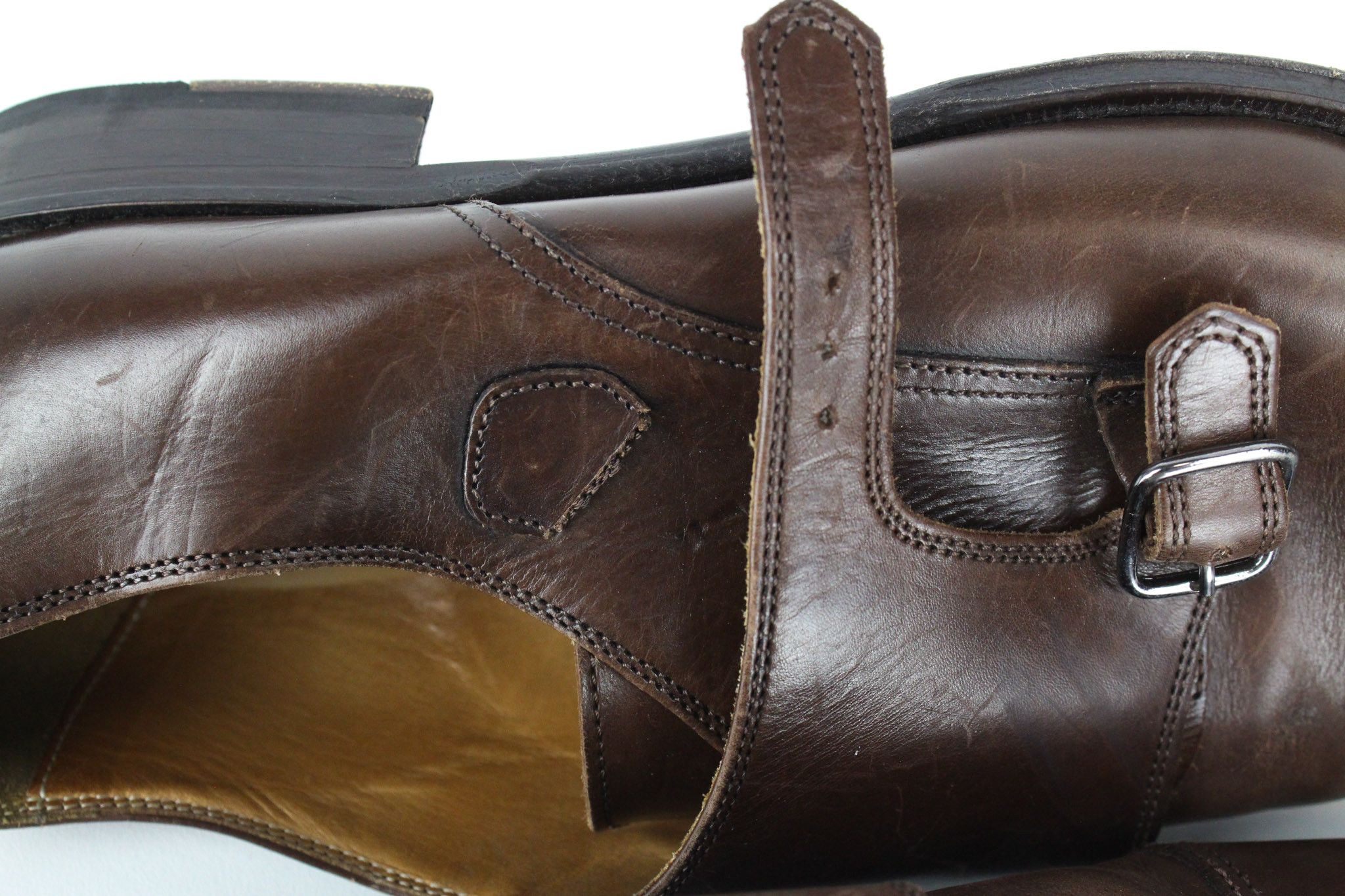 Suitsupply EU42.5 Mid Brown Leather Double Monk Shoes 73290 Size US 9.5 / EU 42-43 - 16 Thumbnail