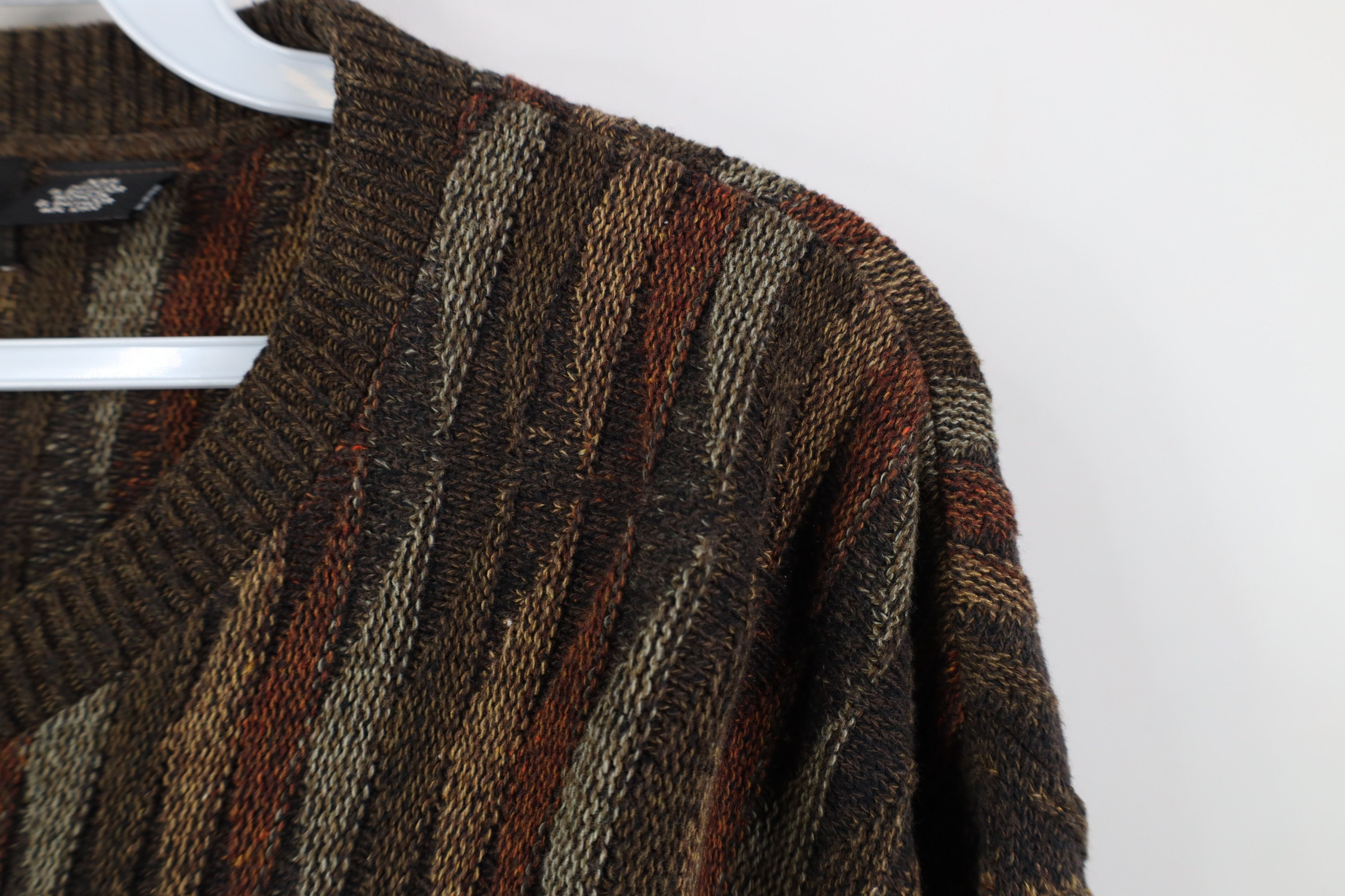 Vintage Vintage 90s Coogi Style Wavy Crewneck Sweater Earth Tone Size US XXL / EU 58 / 5 - 4 Thumbnail