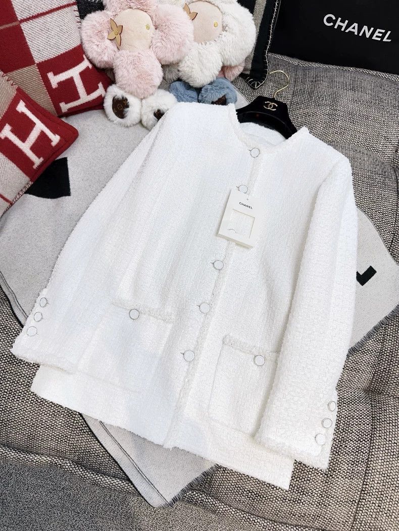 Chanel Chanel White Tweed Two-Pocket Jacket Size S / US 4 / IT 40 - 7 Thumbnail