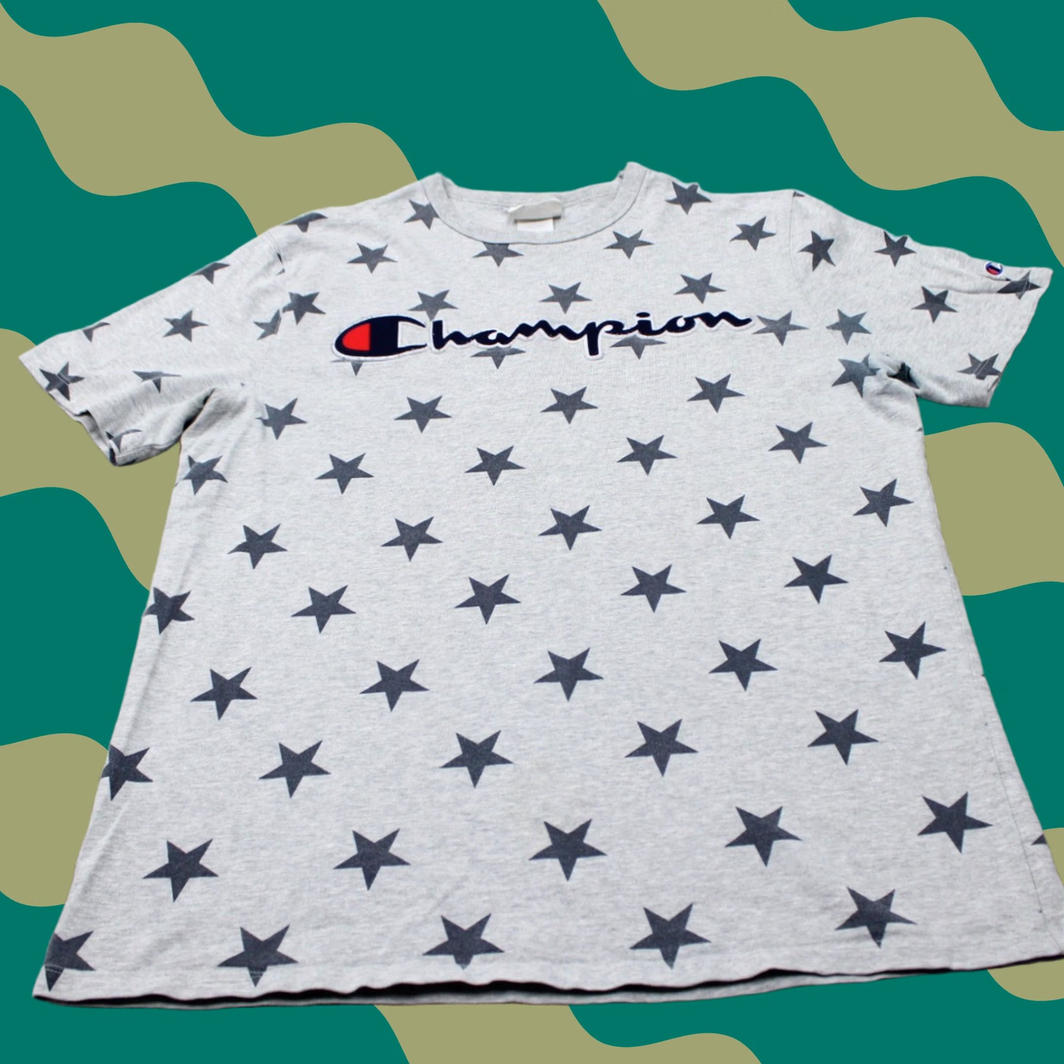 Champion Champion Shirt Mens Large Gray Heritage Athletic AOP All Over Print S/S T-Shirt Nike Shirt? Size US L / EU 52-54 / 3 - 1 Thumbnail