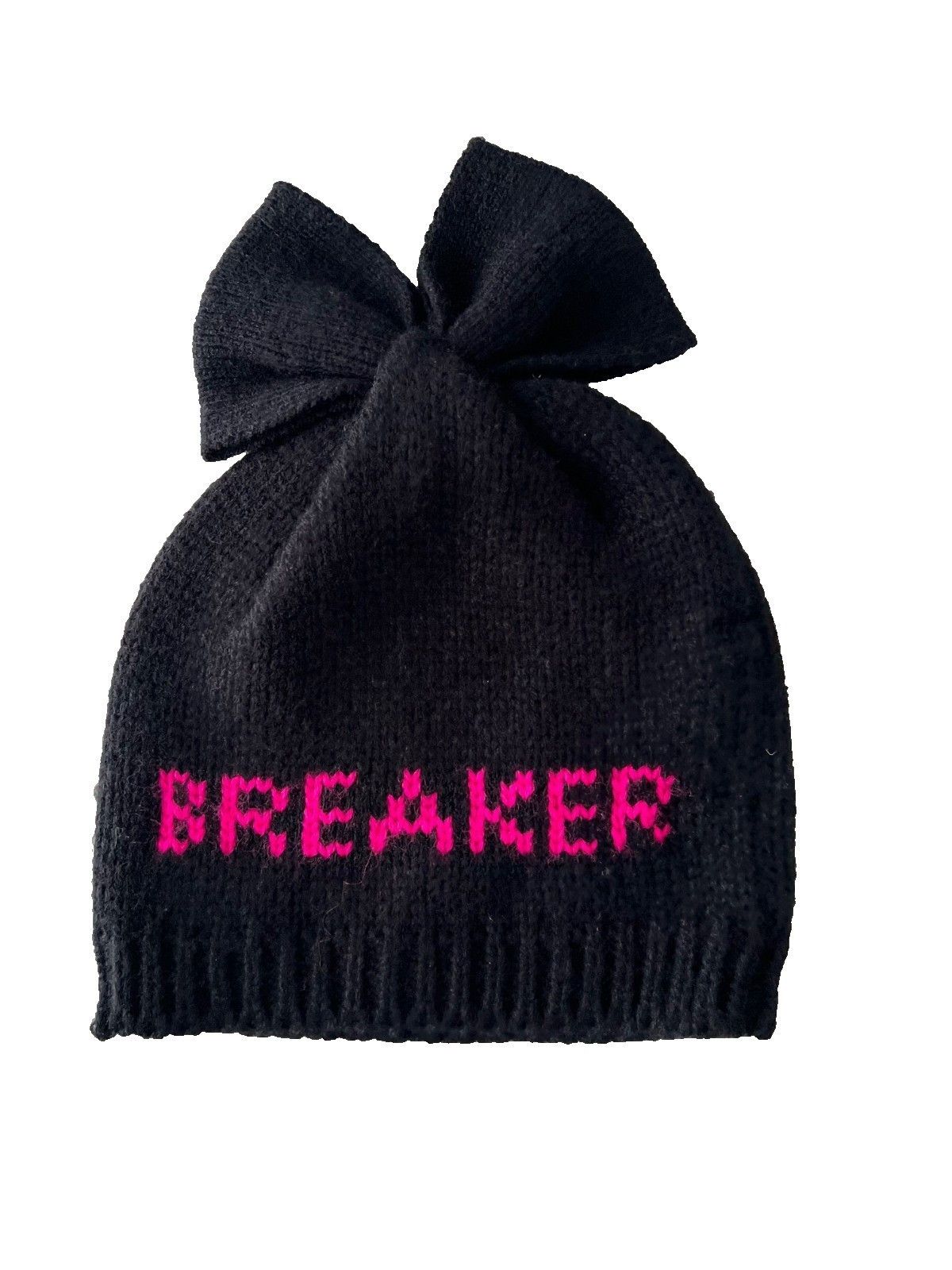 Betsey Johnson Betsey Johnson Knit Rib Beanie Hat Breaker Heart Black Size ONE SIZE - 1 Thumbnail