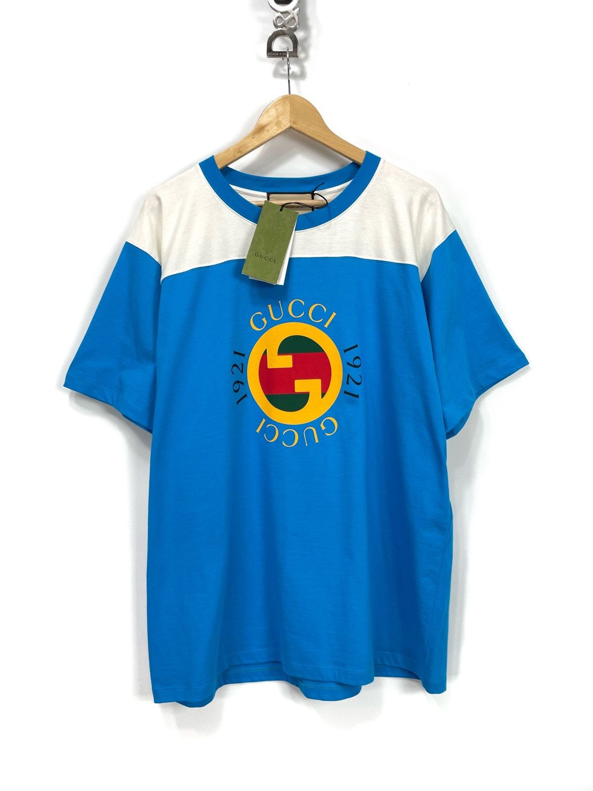 Gucci Gucci “1921” Logo Print Colorblock T-Shirt – Size L Size US L / EU 52-54 / 3 - 1 Thumbnail