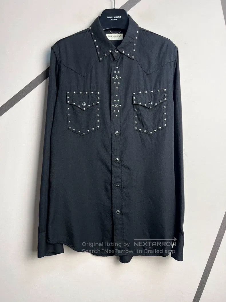 Saint Laurent Paris Saint Laurent Paris Black Cat Eye Studs Shirt Size US M / EU 48-50 / 2 - 1 Thumbnail