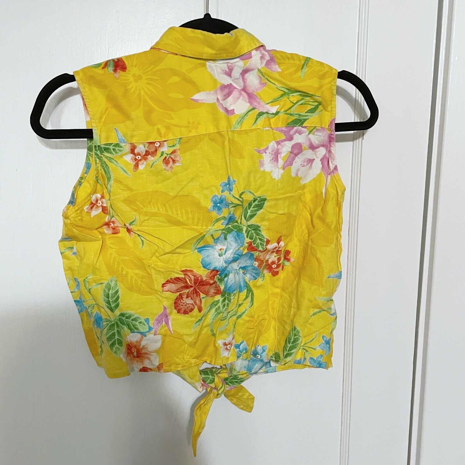 Lauren Ralph Lauren LRL Ralph Lauren MP Floral Hawaiian Crop Top Yellow Linen Size M / US 6-8 / IT 42-44 - 4 Thumbnail