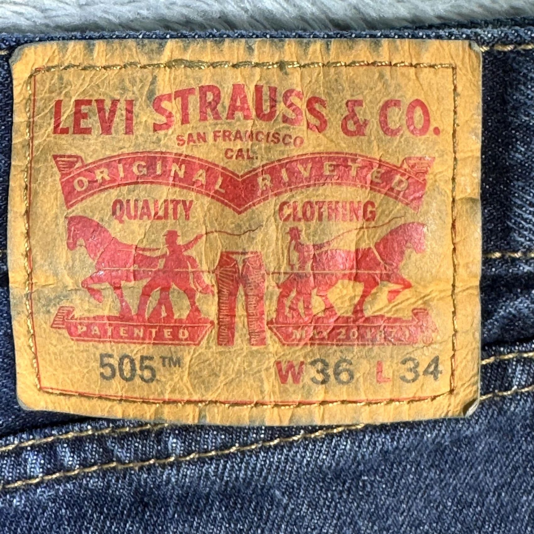 Levi's VINTAGE Levis 505 Jeans Mens 36x34 Blue Straight Leg Denim Regular Fit Classic Size US 36 / EU 52 - 3 Thumbnail