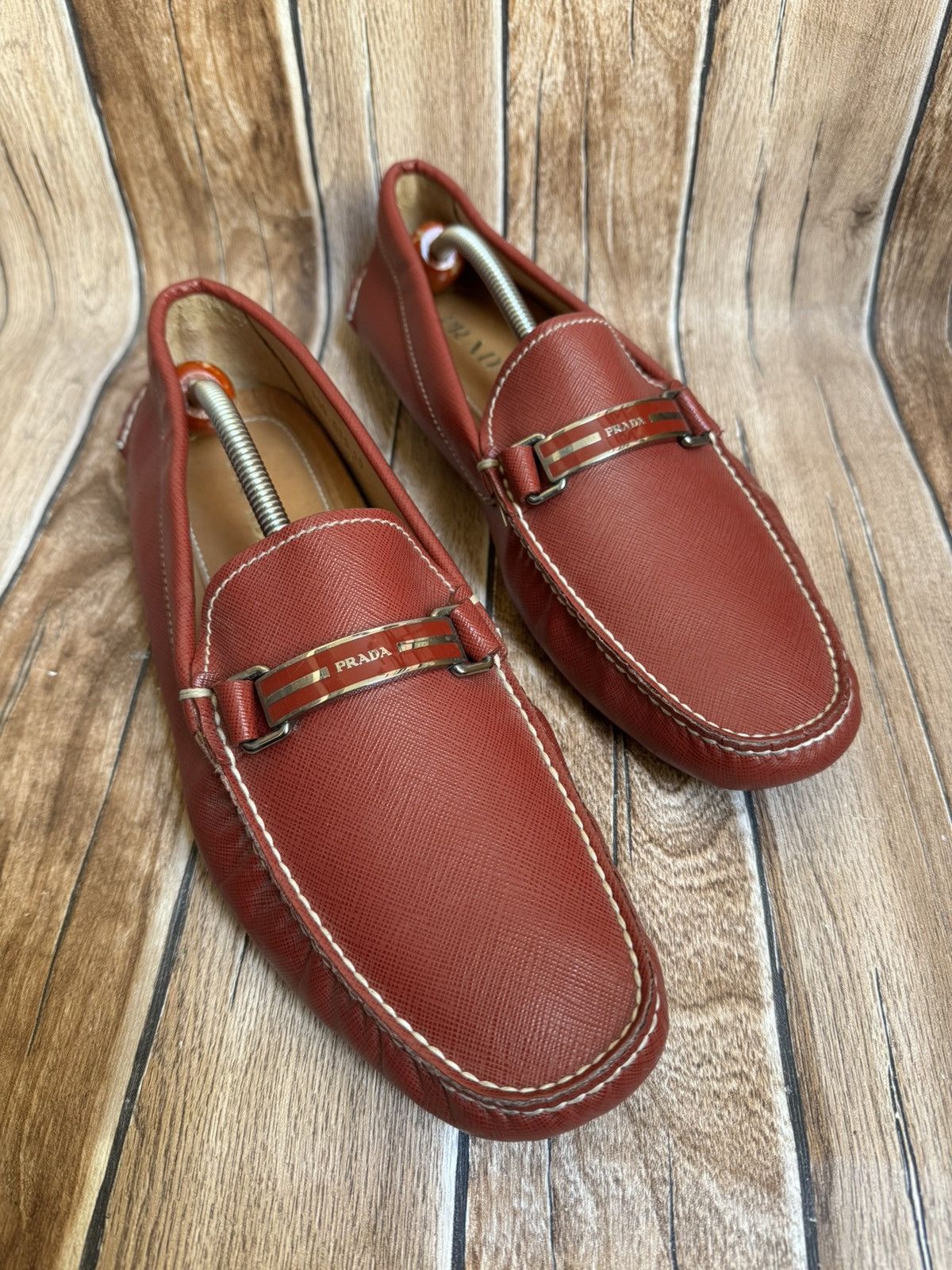 Prada logo leather loafers Size US 10 / EU 43 - 2 Thumbnail