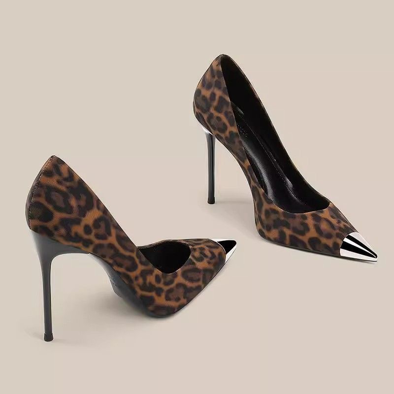 Other Leopard Print Metal-Toe Stiletto Heels – 10cm Pointed Size US 9 / IT 39 - 2 Thumbnail
