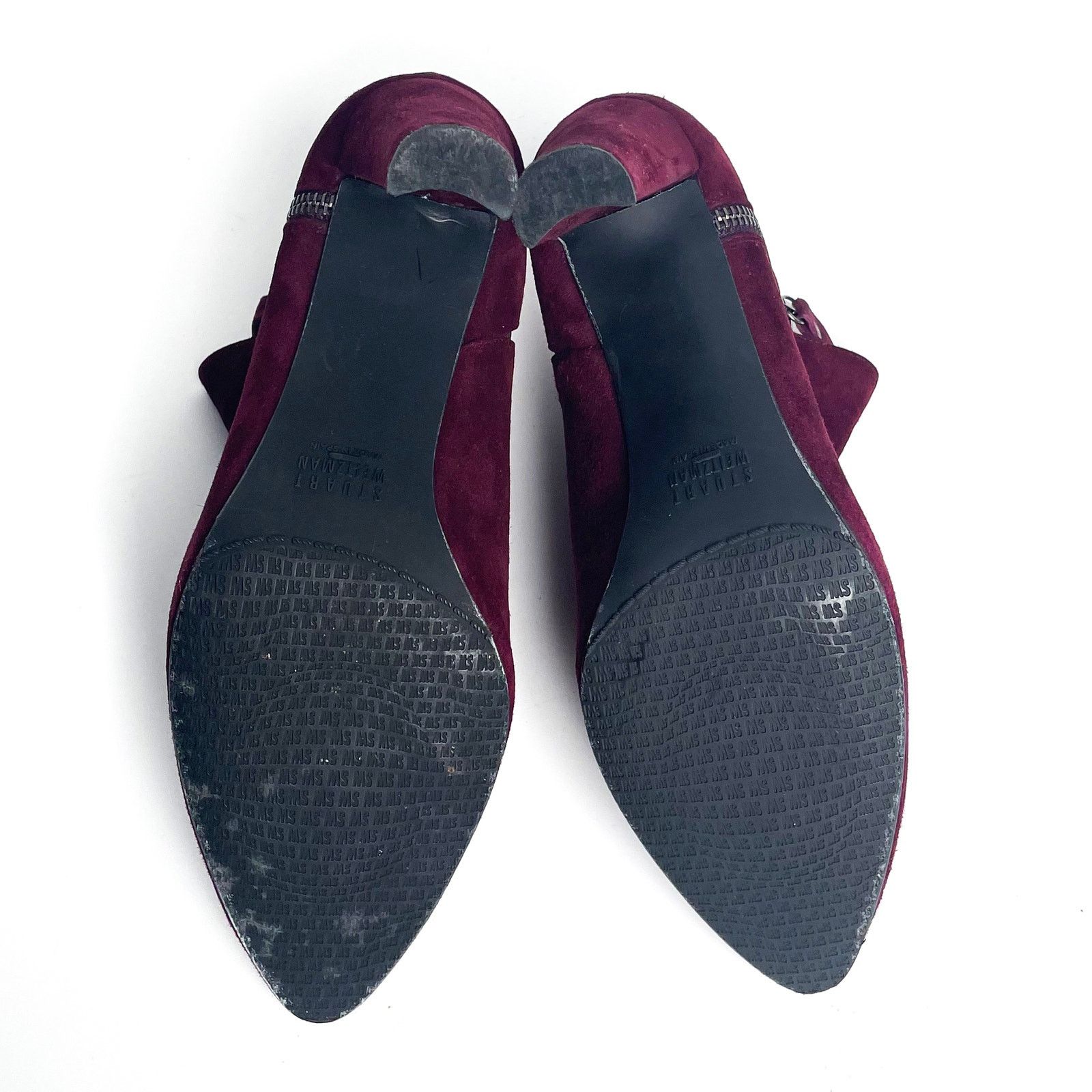 Stuart Weitzman Purple Suede Pumps (Zip up - Bordeaaux Suede) Size US 8.5 / IT 38.5 - 3 Thumbnail