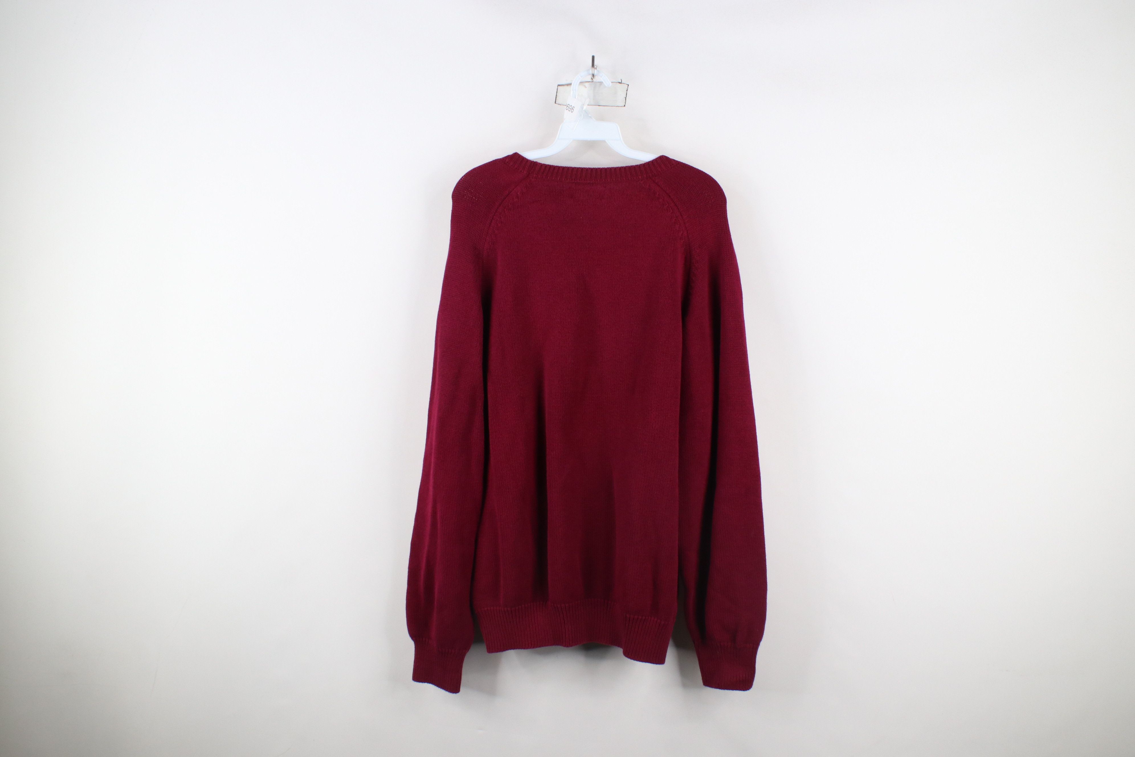 Lands' End × Vintage Vintage 90s Lands End Cotton Knit V-Neck Sweater Red USA Size US L / EU 52-54 / 3 - 6 Thumbnail