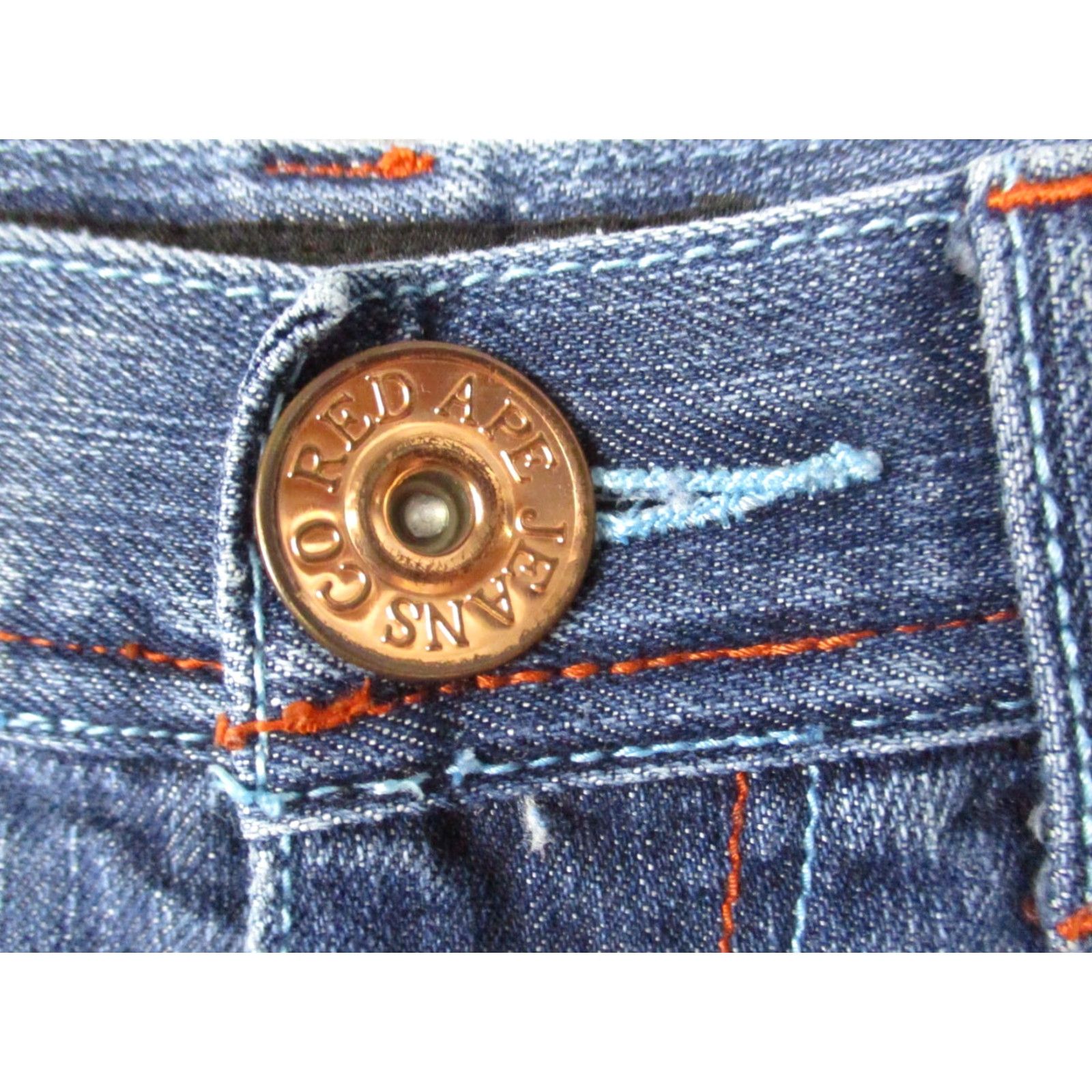 Vintage VINTAGE Red Ape Jeans 32x28 Men Blue Baggy Loose Jeans 90s Hip Hop Logo Grunge Urban-Style (Blue) Jeans Men, 90s, Logo, Baggy, Raw? Size US 32 / EU 48 - 5 Thumbnail
