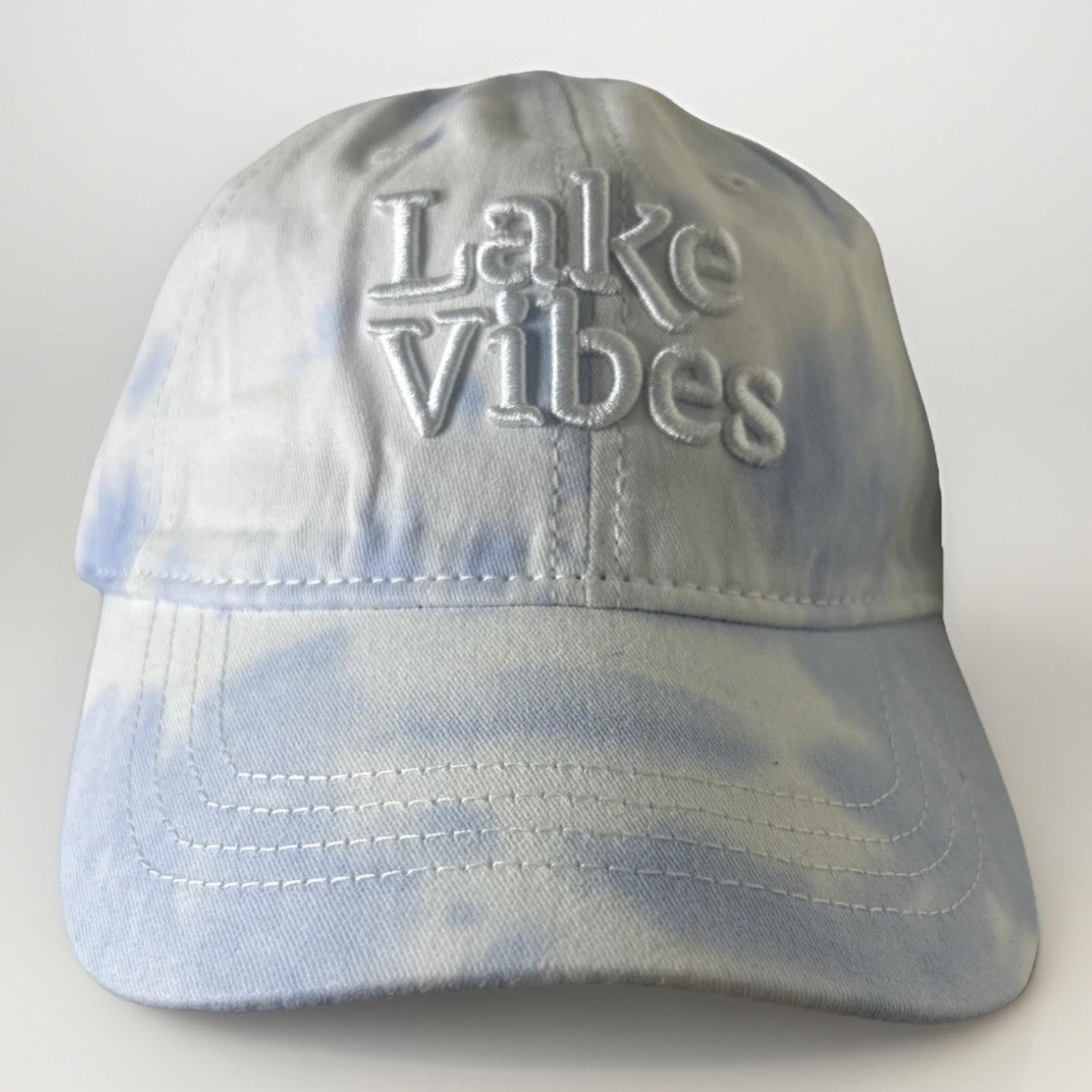 Designer LAKE VIBES Denim Embroidered Strapback Baseball Hat Cap NWT Size ONE SIZE - 1 Thumbnail