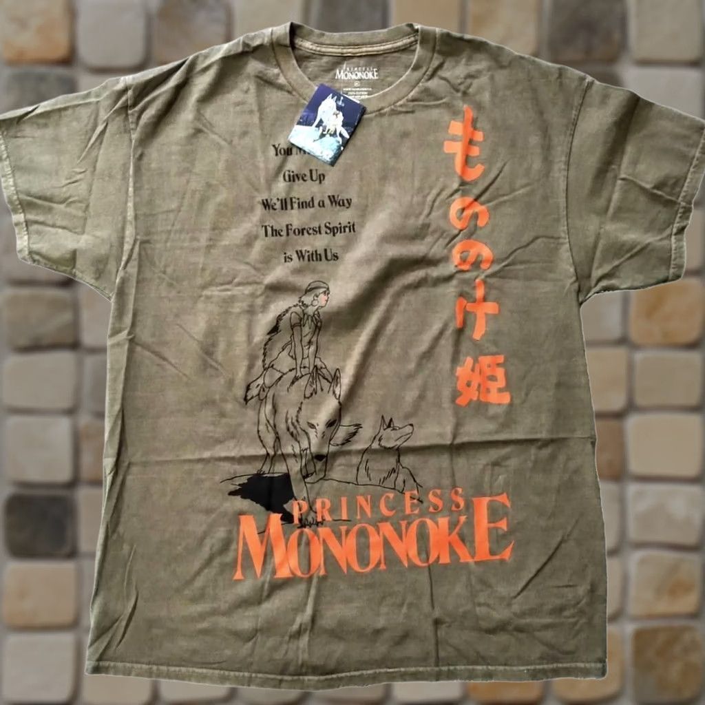 Vintage Ghibli Princess Mononoke T-Shirt Men XL Gray Short Sleeve Cotton Tops Size US XL / EU 56 / 4 - 1 Thumbnail