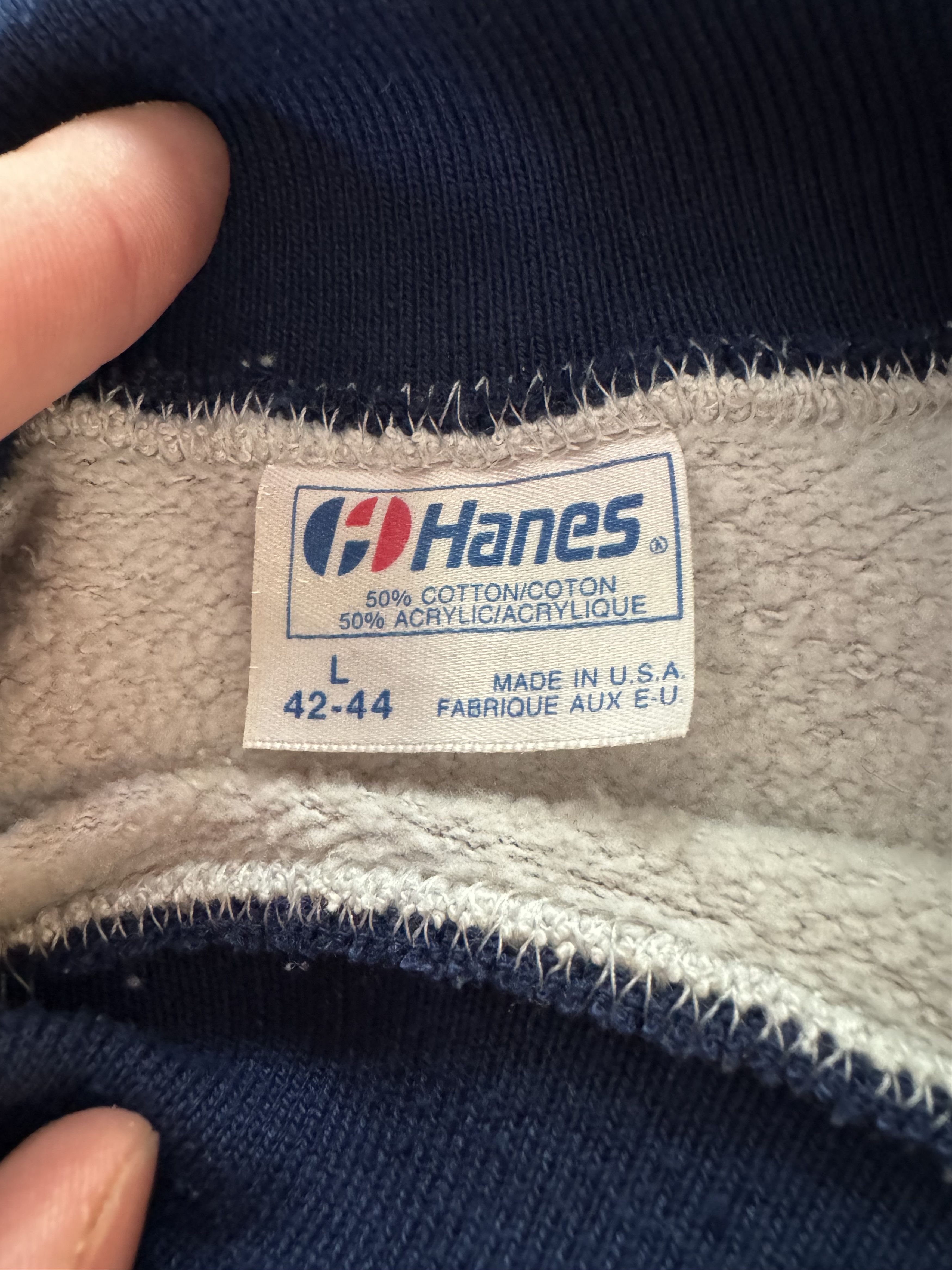 Hanes × Vintage Vintage 1980s Woman's Face Art Collared Crewneck Sweater Size L / US 10 / IT 46 - 3 Thumbnail