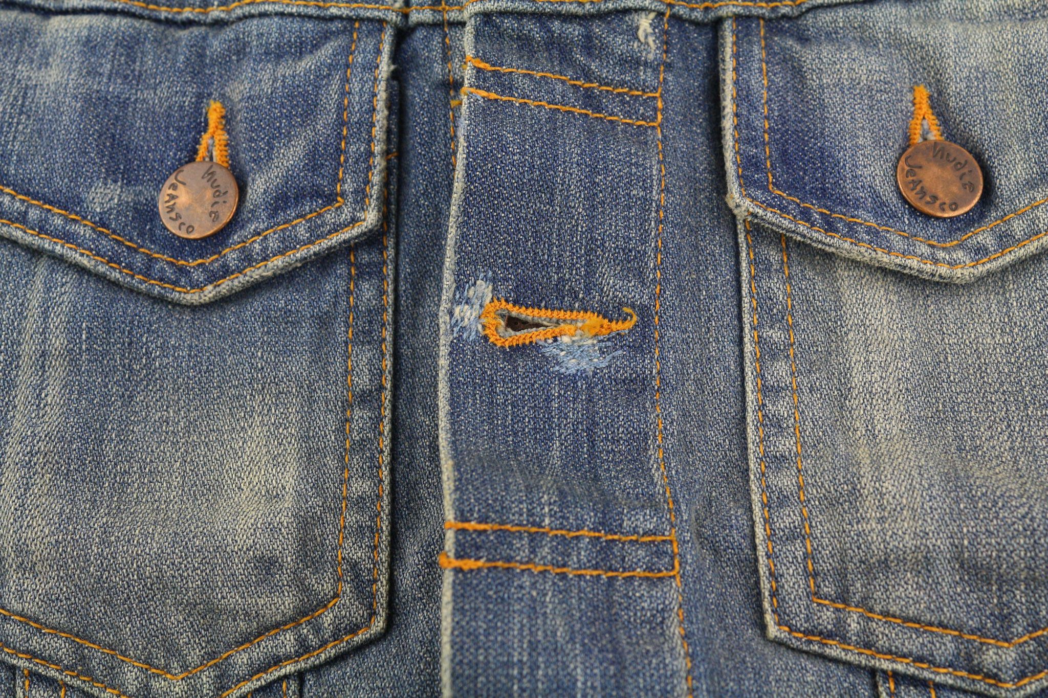 Nudie Jeans PERRY XS Bright Broken Mid Blue Denim Jacket 82440 Size US XS / EU 42 / 0 - 8 Thumbnail