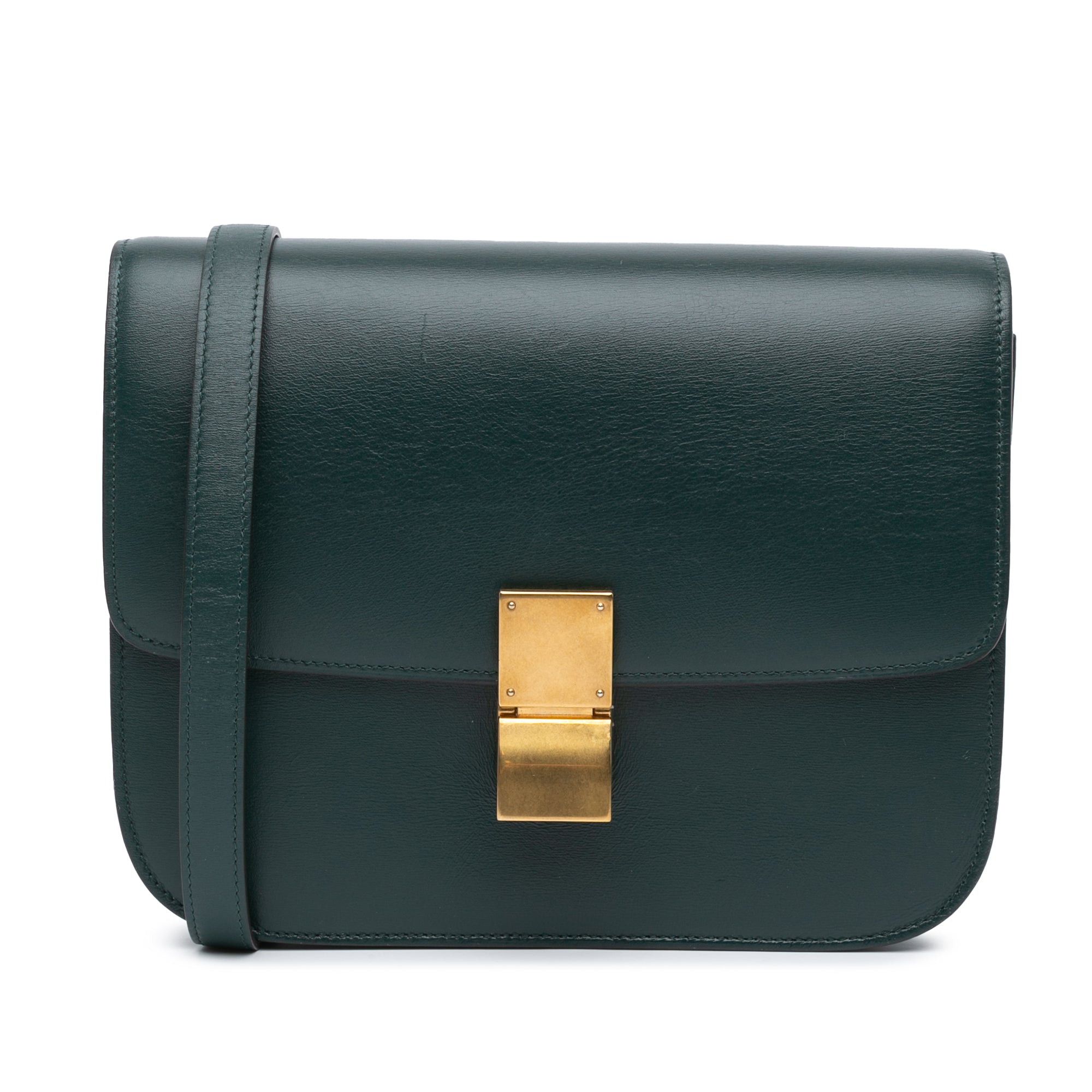 Celine Celine Medium Calfskin Classic Box Green Size ONE SIZE - 1 Thumbnail