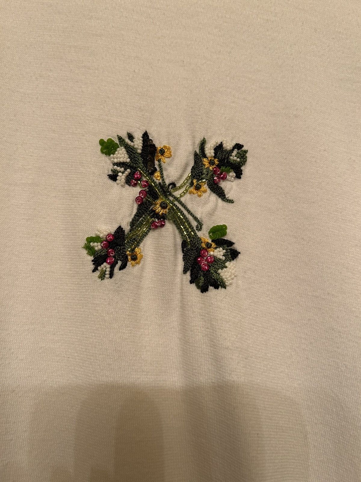 Off-White Off White Women’s Floral Patch Tshirt szL Size L / US 10 / IT 46 - 3 Thumbnail
