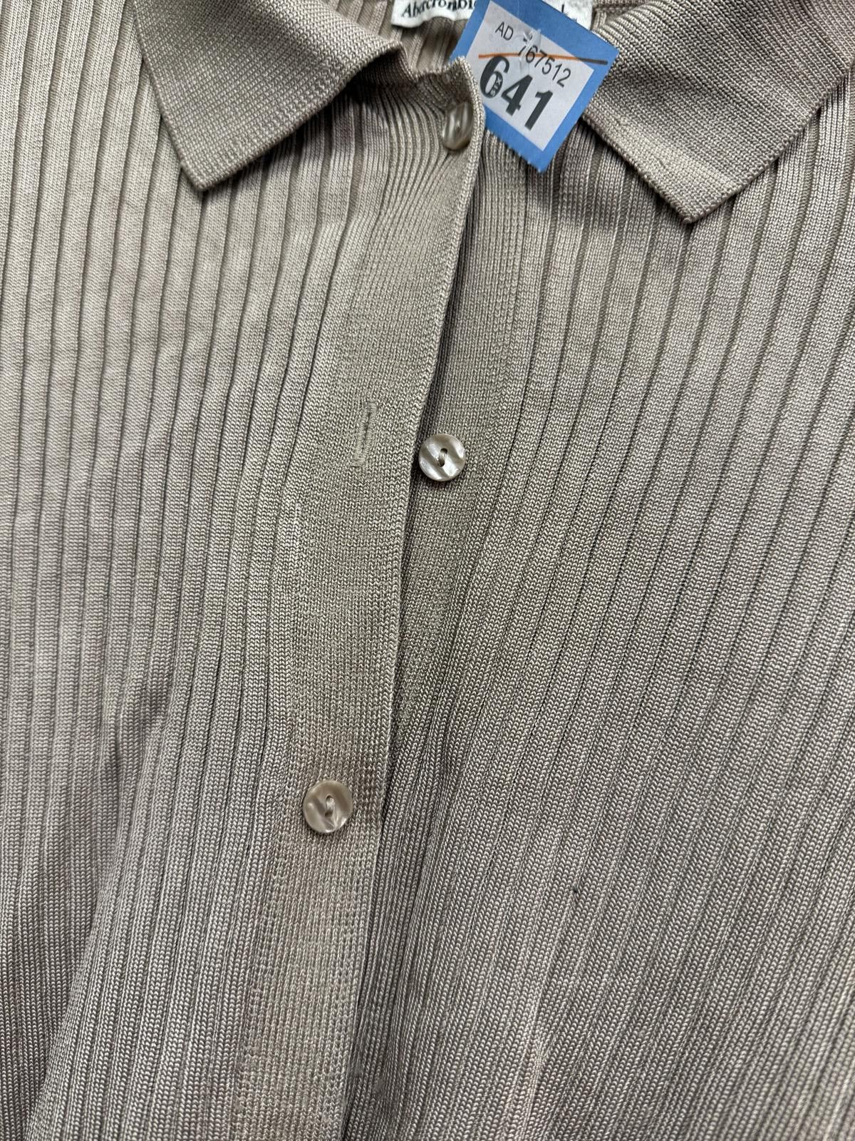 Abercrombie & Fitch Abercrombie & Fitch Ribbed Beige Button-Up Cardigan Size L Size L / US 10 / IT 46 - 3 Thumbnail