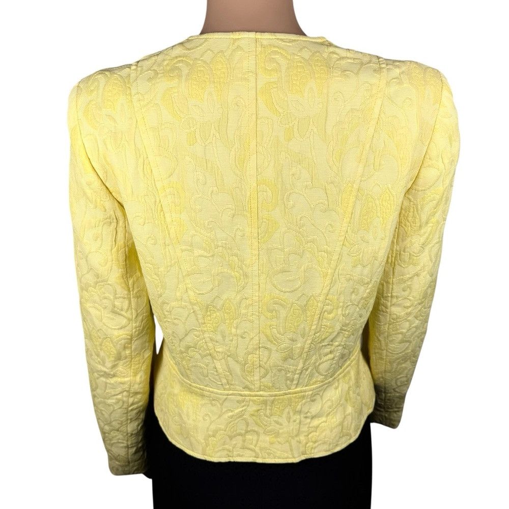 LOUBEN Louben Yellow Textured Floral Cotton Zip Front Jacket Size Size S / US 4 / IT 40 - 4 Thumbnail