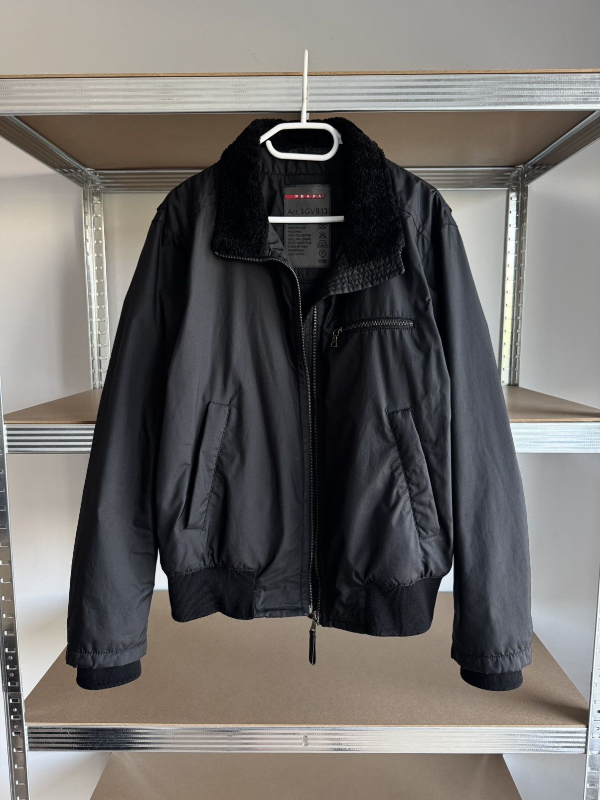 Prada Vintage Prada Black Tab Nylon Fur Bomber Jacket 2000s Luxury Size US L / EU 52-54 / 3 - 1 Thumbnail