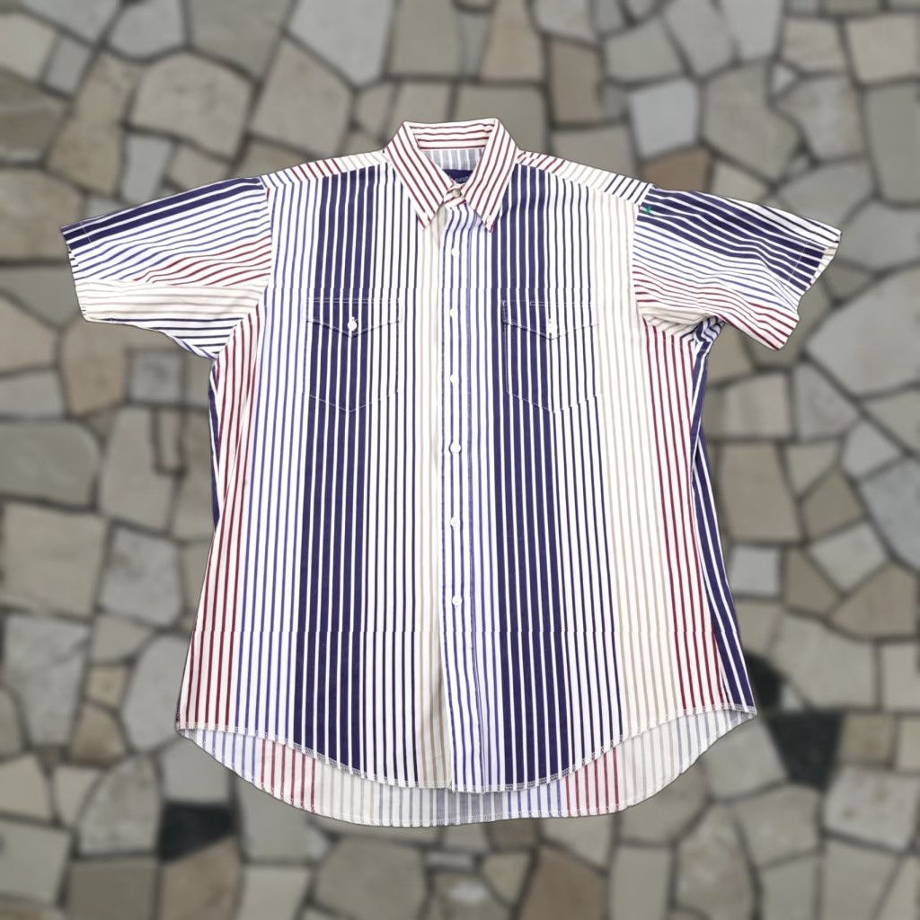 Wrangler Vintage Wrangler Shirt Mens Large Red White Blue Stripes Western Button Up Rodeo Size US L / EU 52-54 / 3 - 1 Thumbnail