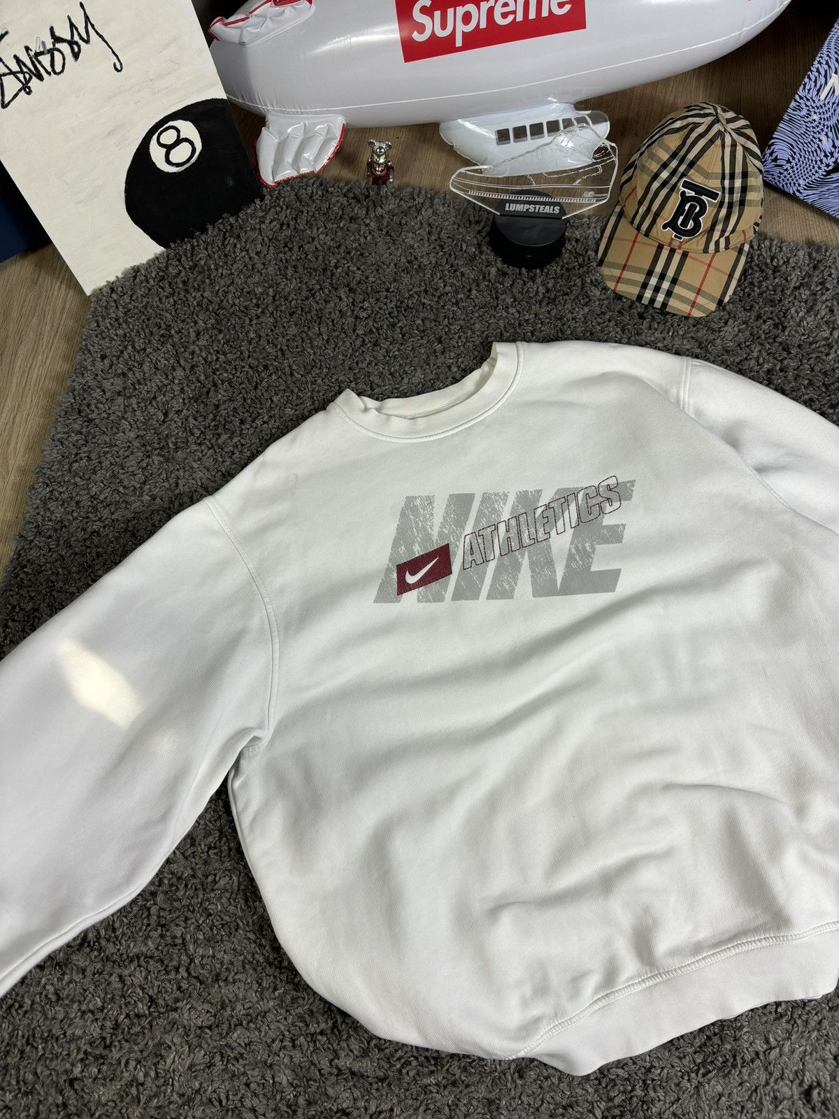 Nike × Vintage Vintage Nike Embroidered Spellout Crewneck Sweatshirt Size US XL / EU 56 / 4 - 2 Thumbnail
