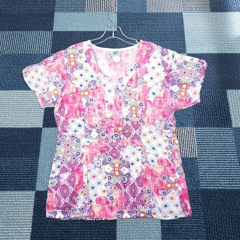 Pinko WS Gear Scrub Top Womens M Medium Pink Patterned Short Sleeves Size M / US 6-8 / IT 42-44 - 1 Thumbnail
