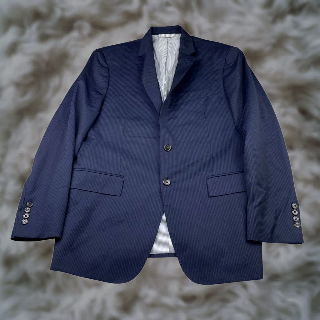 Todd Snyder Todd Snyder Men’s Mayfair Fit Blazer Jacket Navy Blue Stripe 100% Wool 2-Button 40R Regular Mens Size 40R - 1 Thumbnail