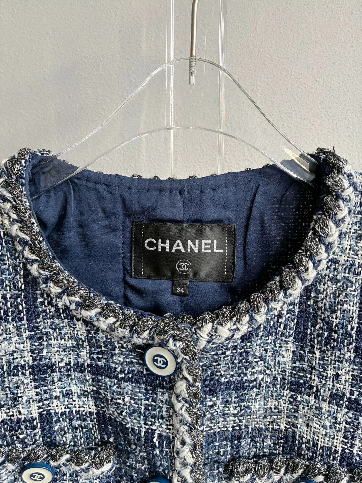 Chanel Chanel Blue Plaid Tweed Jacket. Size XXS / US 00 / IT 34 - 4 Thumbnail