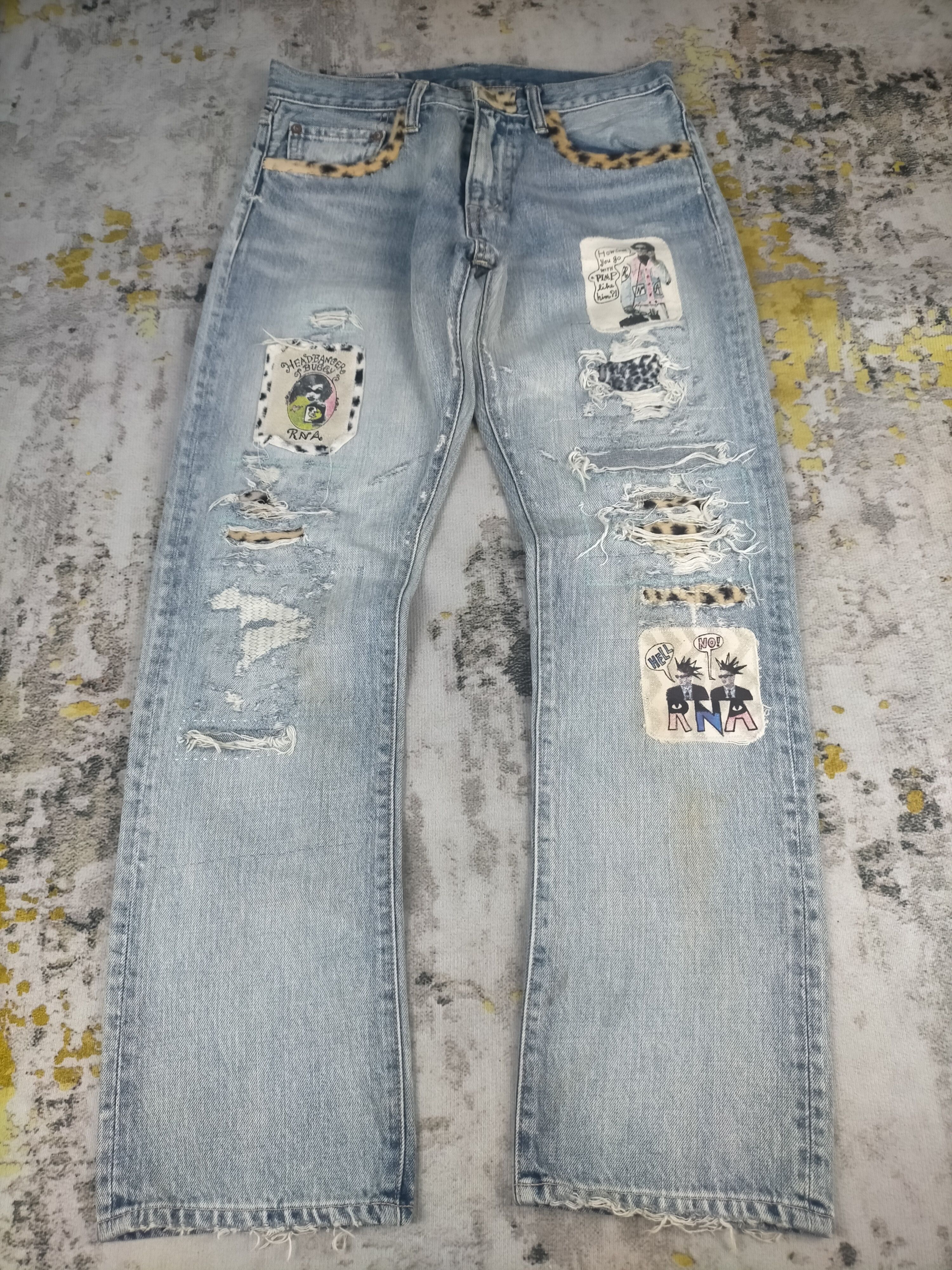 If Six Was Nine 🔥 Rare Rna Inc Punk Mudwash Distressed Jeans Size US 29 - 2 Thumbnail