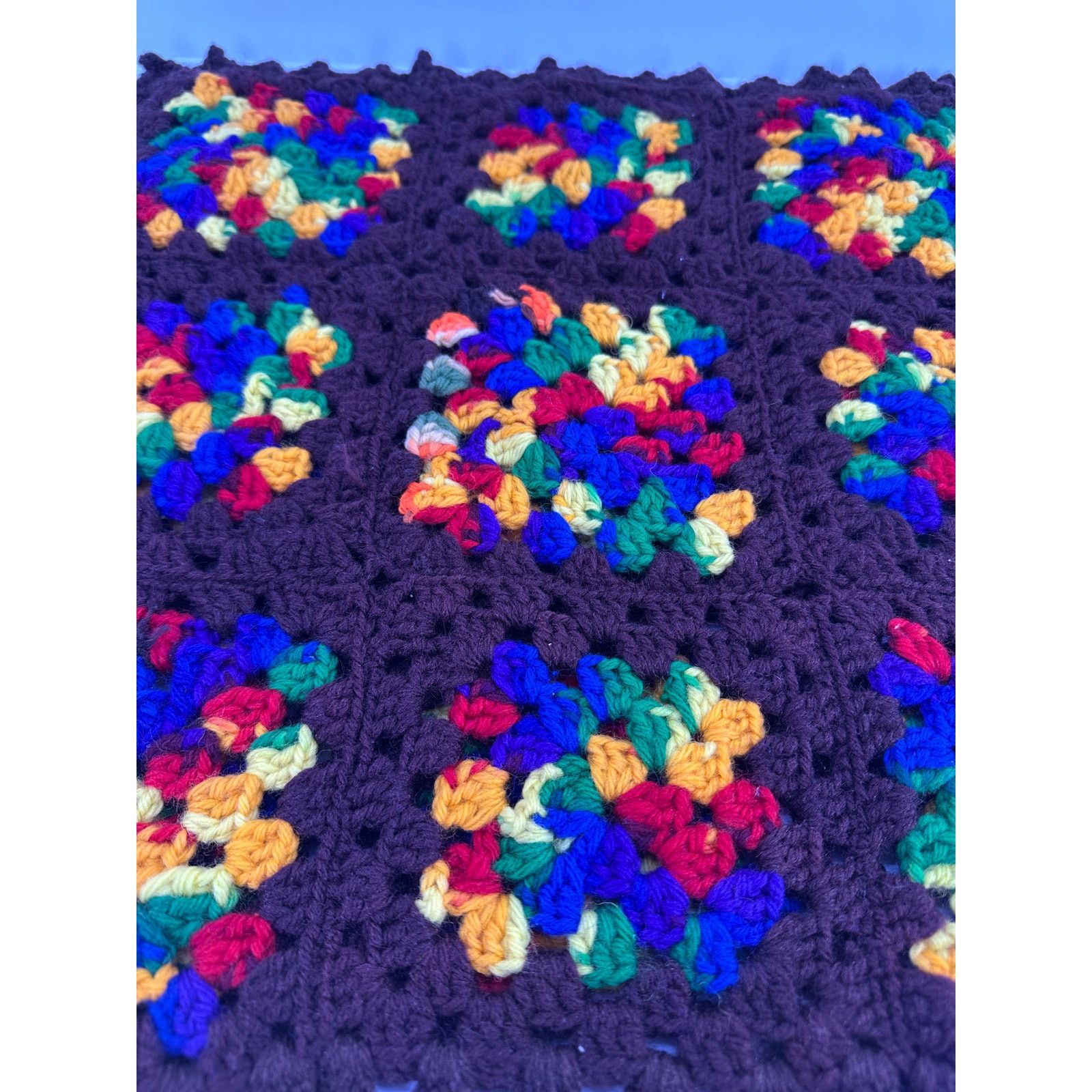 & Other Stories V Granny Square Crochet Table /Pillow Cover Handmade Size ONE SIZE - 6 Thumbnail