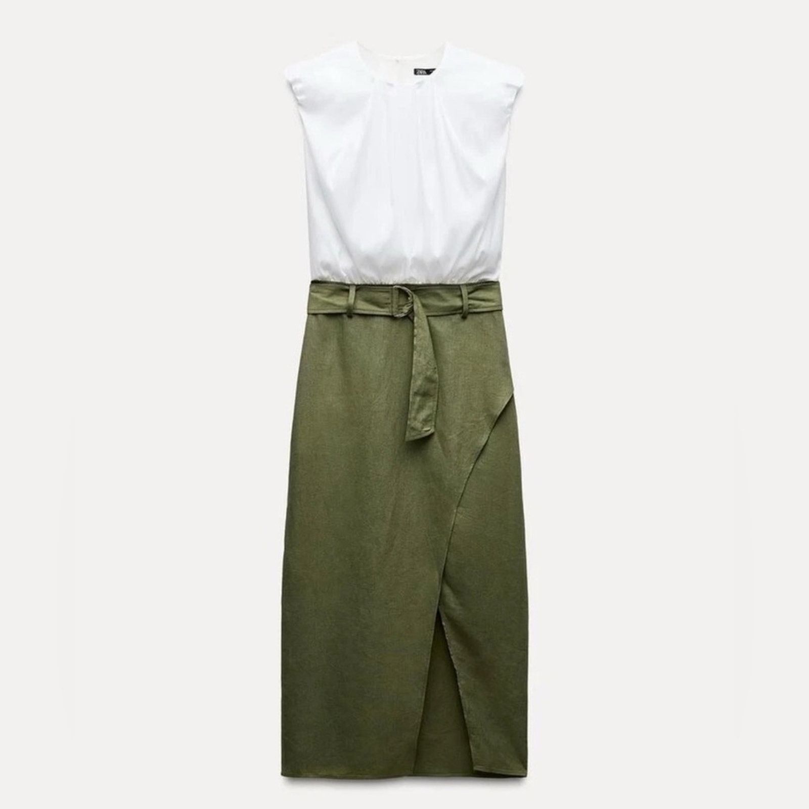 Zara Nwt- Zara- Linen Blend Combination Midi Dress- L Size L / US 10 / IT 46 - 3 Thumbnail
