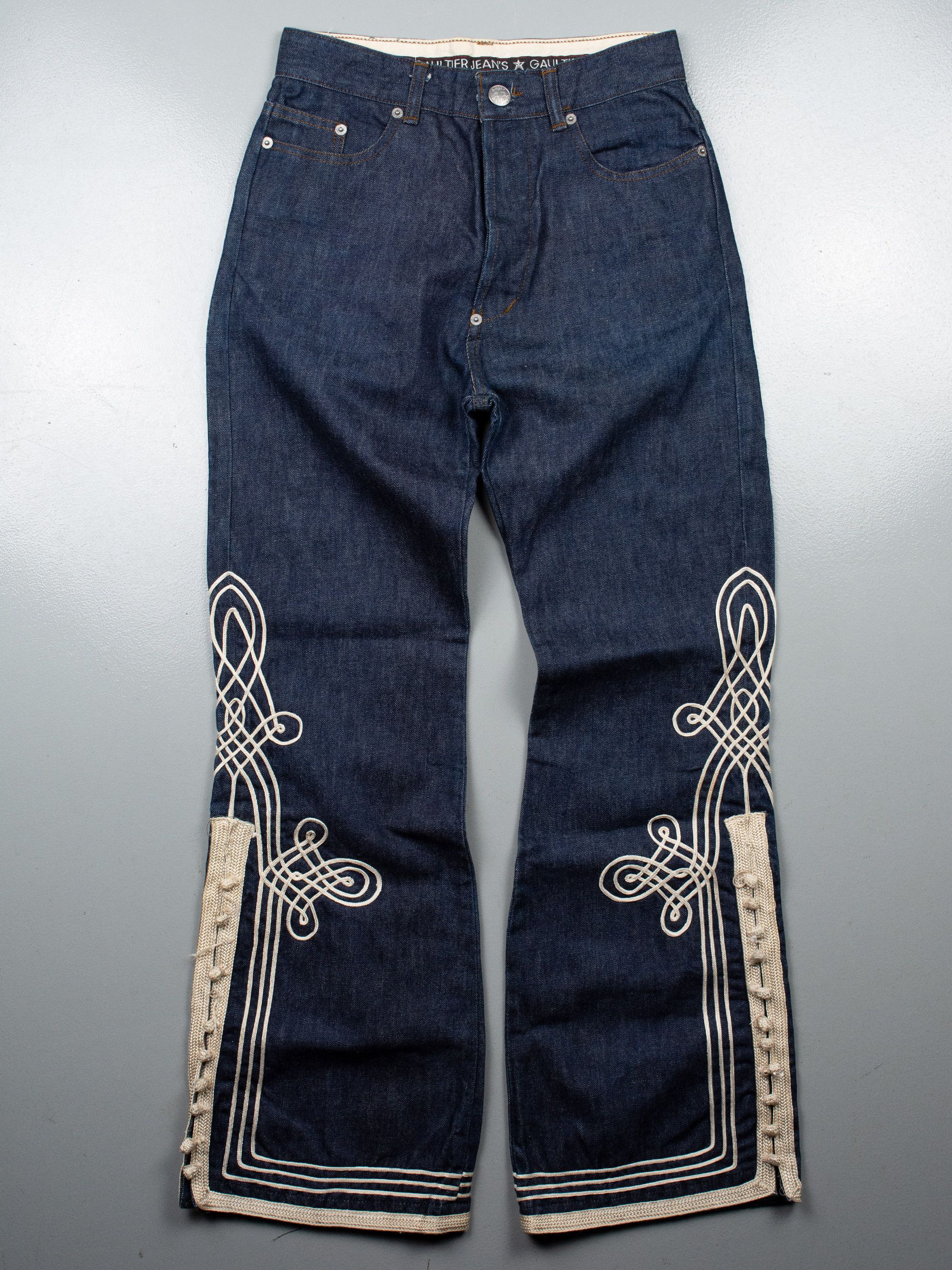 Jean Paul Gaultier vintage Gaultier Jean's embroidered jeans - size 30 Size 30" / US 8 / IT 44 - 1 Thumbnail