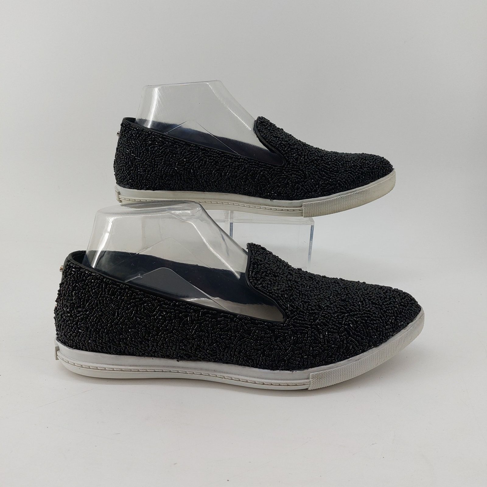 Alice + Olivia Alice + Olivia Beaded Sneaker Shoe Black Leather Point Toe Size US 9 / IT 39 - 12 Thumbnail