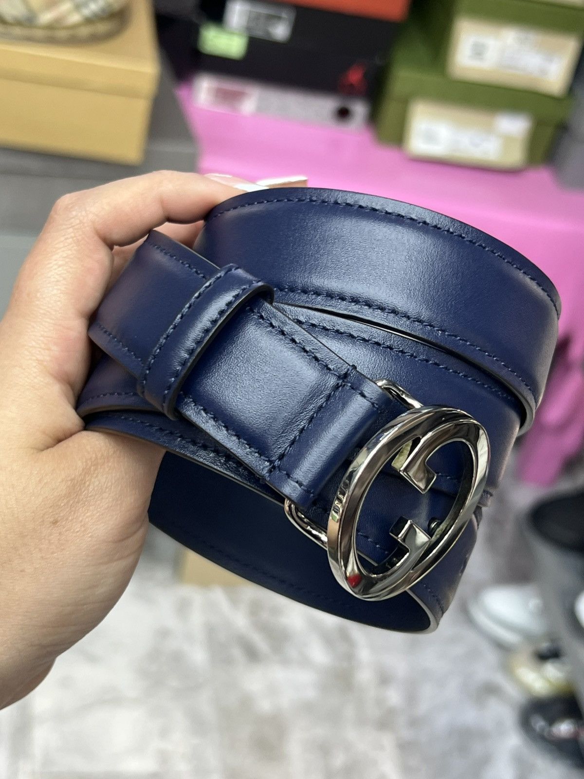Gucci Gucci Blue Belt Size 38 - 2 Thumbnail