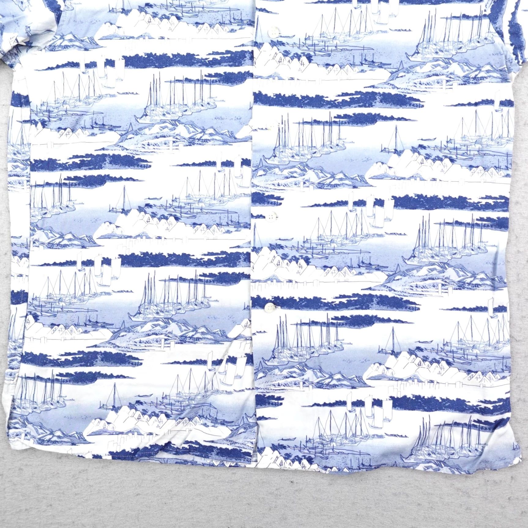 Uniqlo Uniqlo Shirt Mens Medium Blue White Nautical Sailboat Sailing Camp Button Up Size US M / EU 48-50 / 2 - 3 Thumbnail