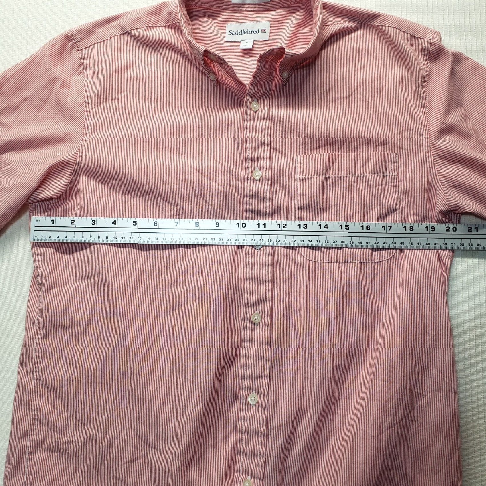 Vintage Saddlebred Men's Cotton Blend Short Sleeve Button-Up Shirt Size M Red Striped Casual Size US M / EU 48-50 / 2 - 4 Thumbnail