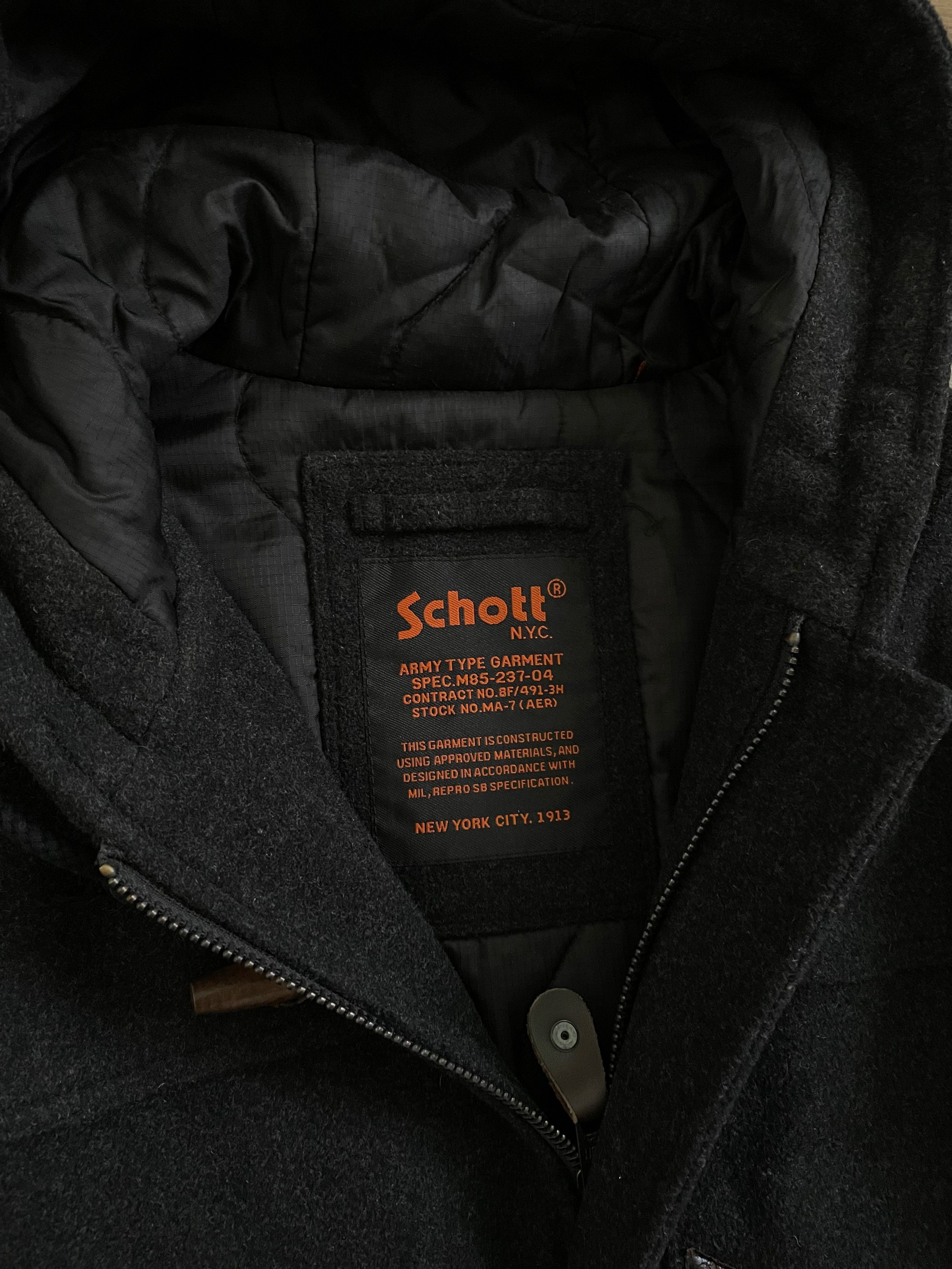 Schott Schott NYC Hooded Wool Long Duffle Coat Size US XL / EU 56 / 4 - 10 Thumbnail