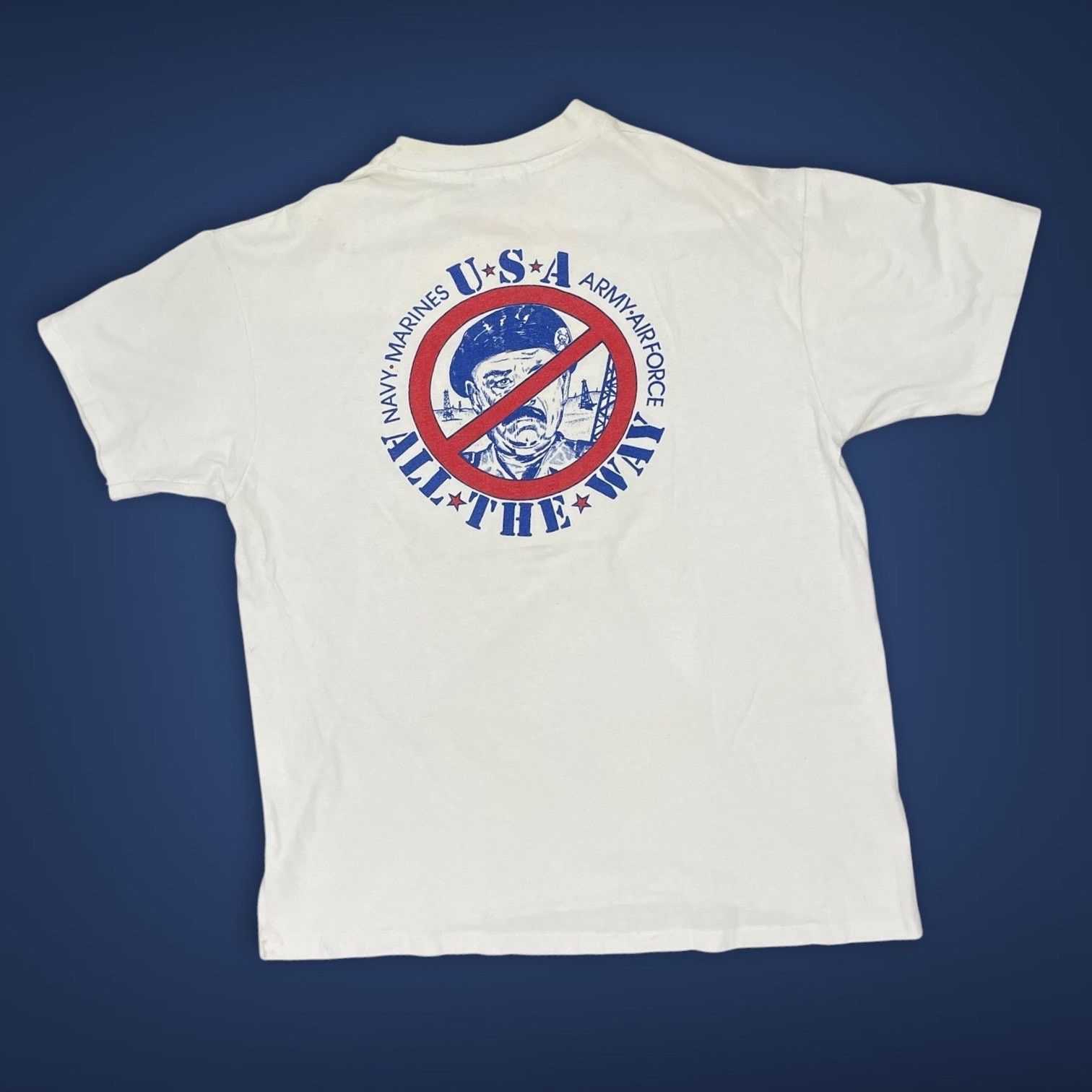 Vintage 1991 USA All The Way T-Shirt – Gulf War Era Single Stitch XL Size US XL / EU 56 / 4 - 1 Thumbnail