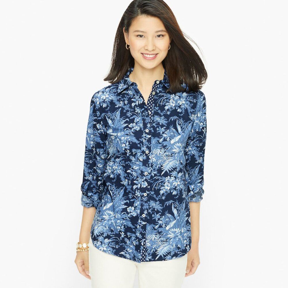 Talbots Talbots Cotton Fall Toile Button Front Shirt Size 1X Size XL / US 12-14 / IT 48-50 - 1 Thumbnail