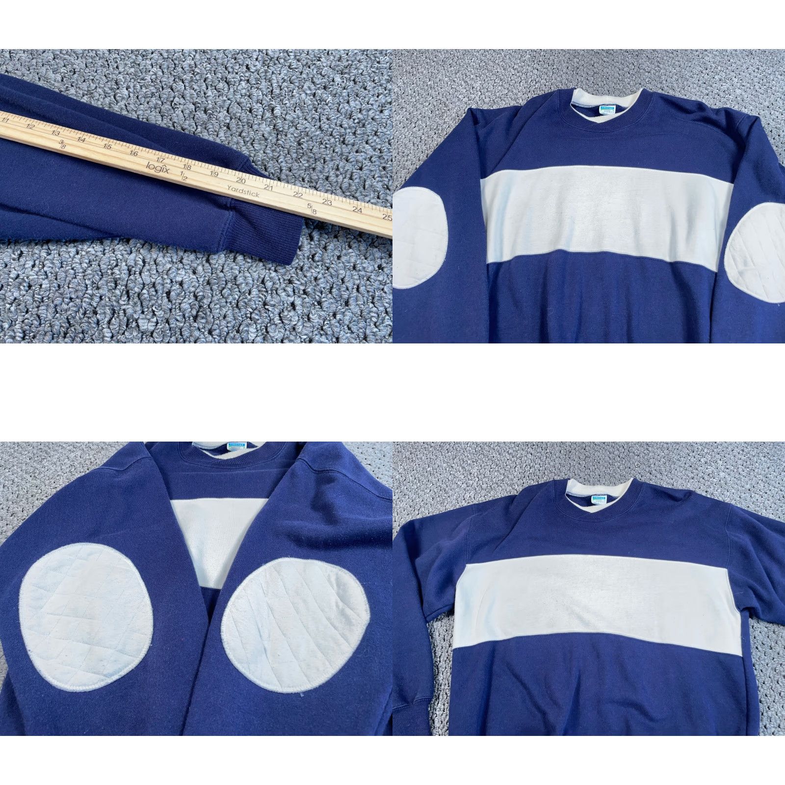 Vintage VTG Cheetah Striped Sweatshirt Adult Medium Blue White Elbow Patches Mervyns Cheetah Size US M / EU 48-50 / 2 - 8 Thumbnail