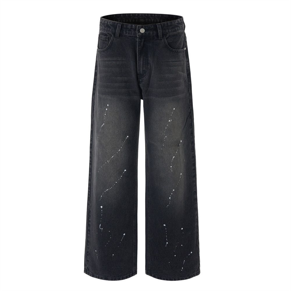 Jean Men's loose ink-splashed punk washed distressed jeans Size US 32 / EU 48 - 1 Thumbnail