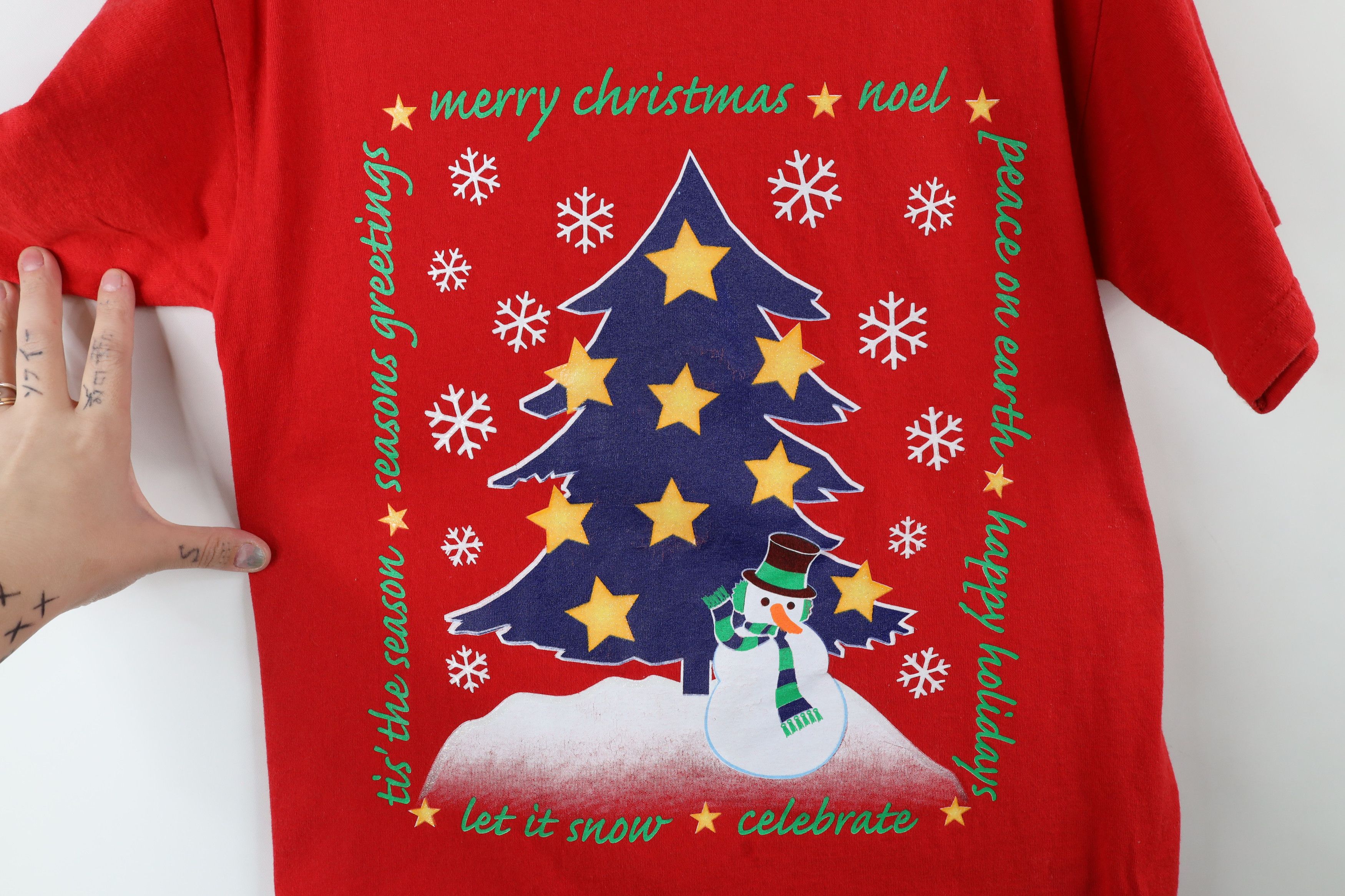 Vintage Vintage 90s Streetwear Merry Christmas Snowman Tree T-Shirt Size M / US 6-8 / IT 42-44 - 4 Thumbnail