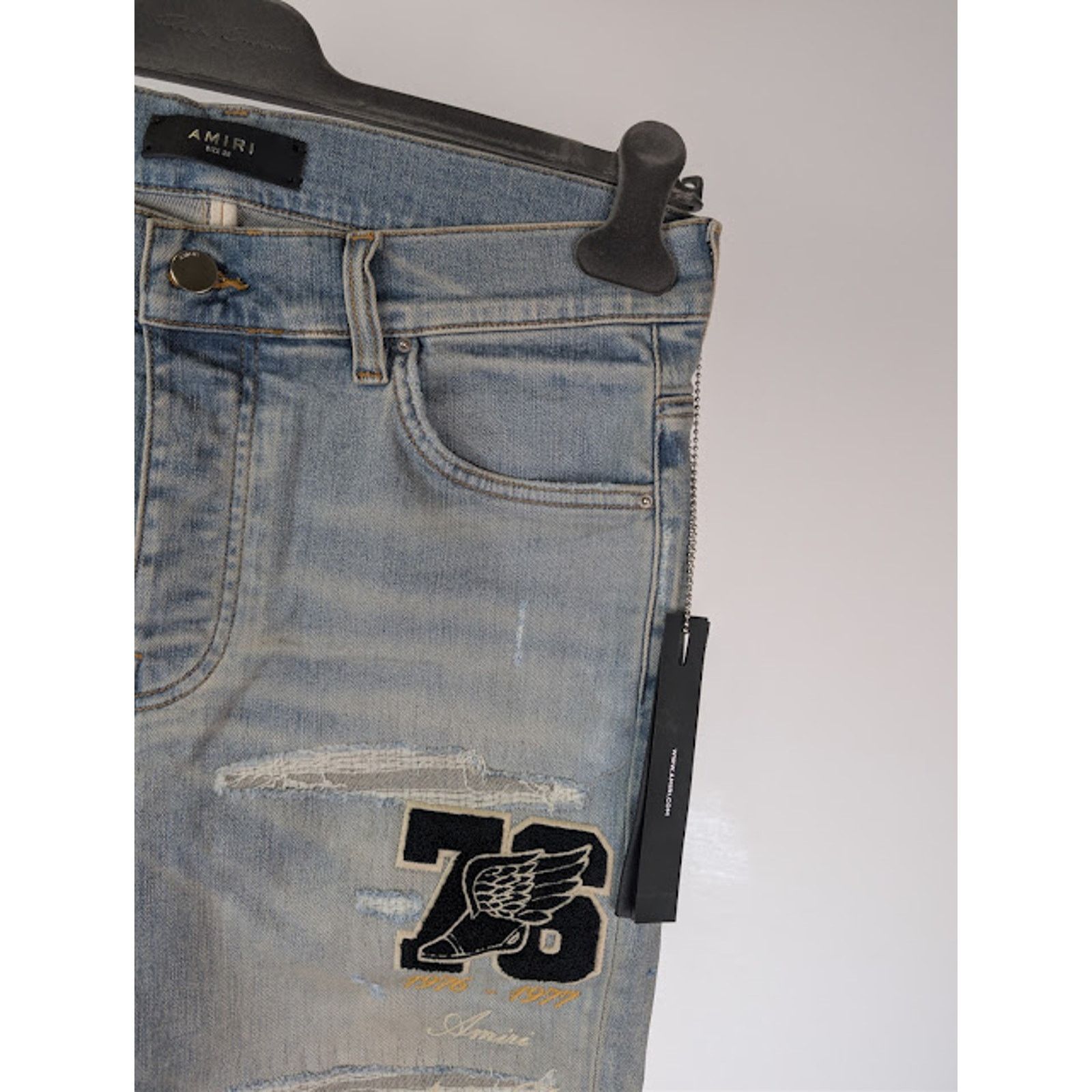 Amiri o1rshd1 Varsity Eagle Logo Skinny Jeans in Antique Indigo 30 Size US 30 / EU 46 - 5 Thumbnail