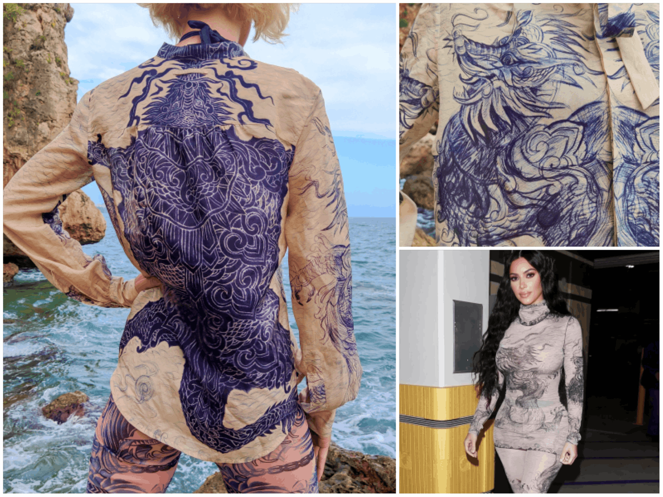 Jean Paul Gaultier Jean Paul Gaultier Silk Dragon Kardashian Tattoo Top Blouse Size L / US 10 / IT 46 - 1 Thumbnail
